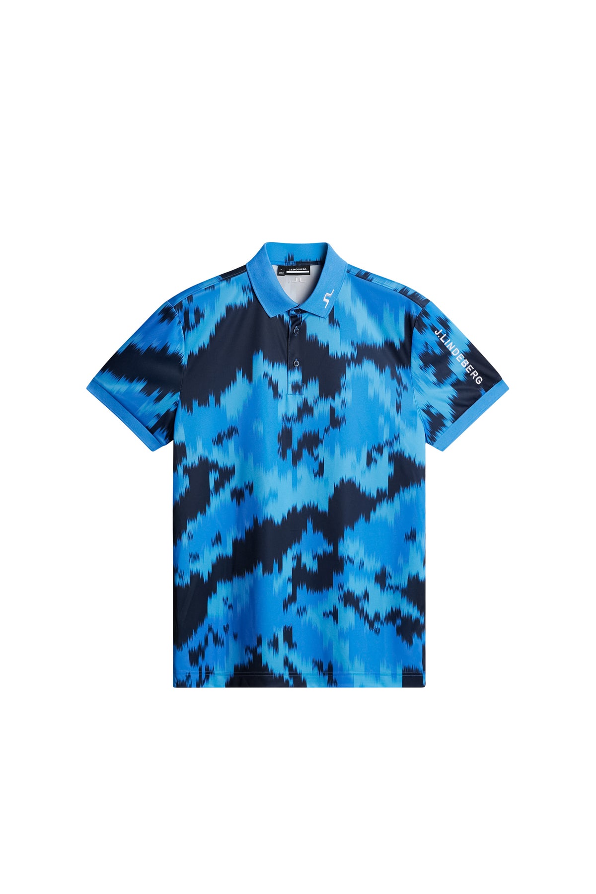 Tour Tech Print Polo in Warp Sonic Blue L by J.Lindeberg