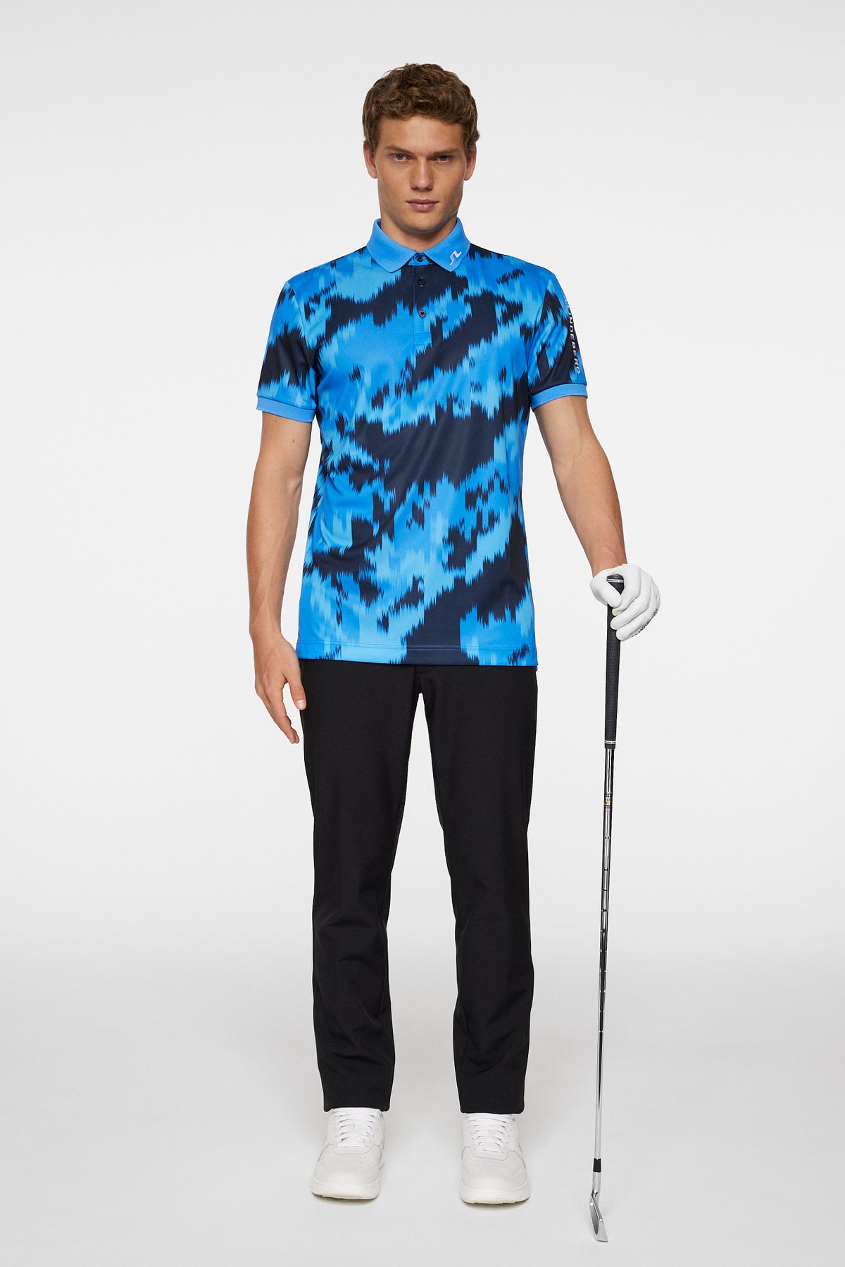 Tour Tech Print Polo in Warp Sonic Blue L by J.Lindeberg