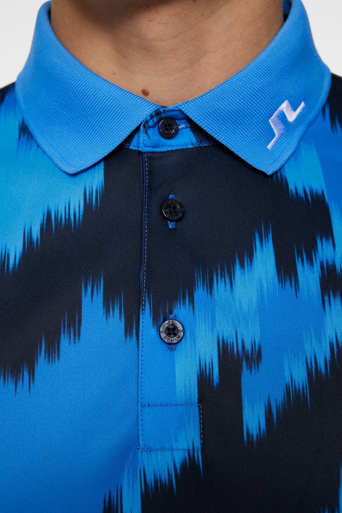 Tour Tech Print Polo in Warp Sonic Blue L by J.Lindeberg