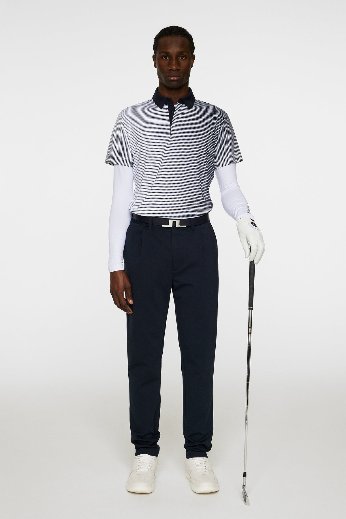 Marvin Stripe Polo in White by J.Lindeberg