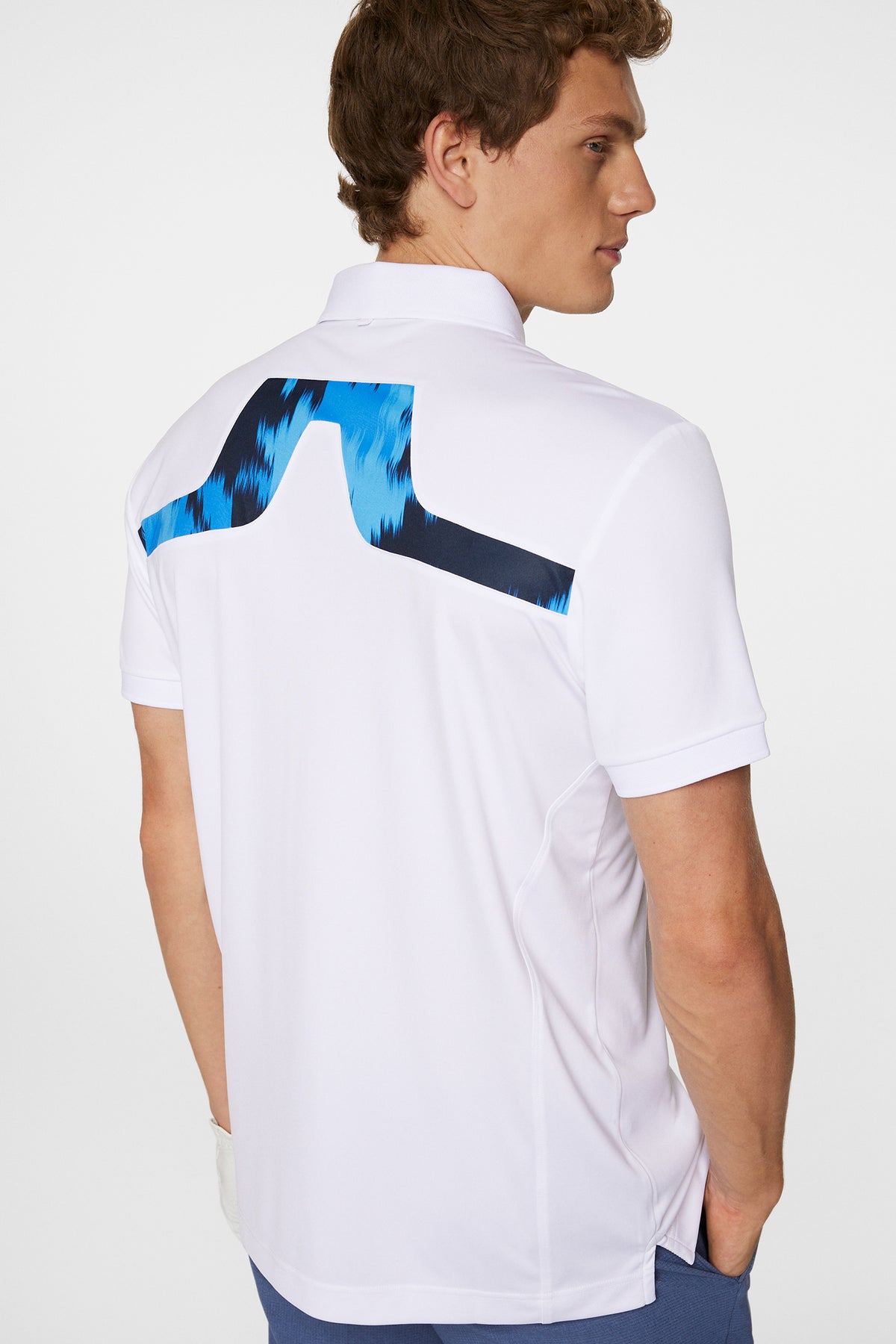 KV Print Polo in White by J.Lindeberg