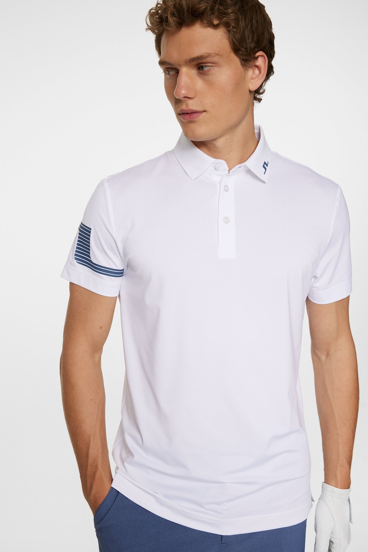Heath Strike Polo in White by J.Lindeberg