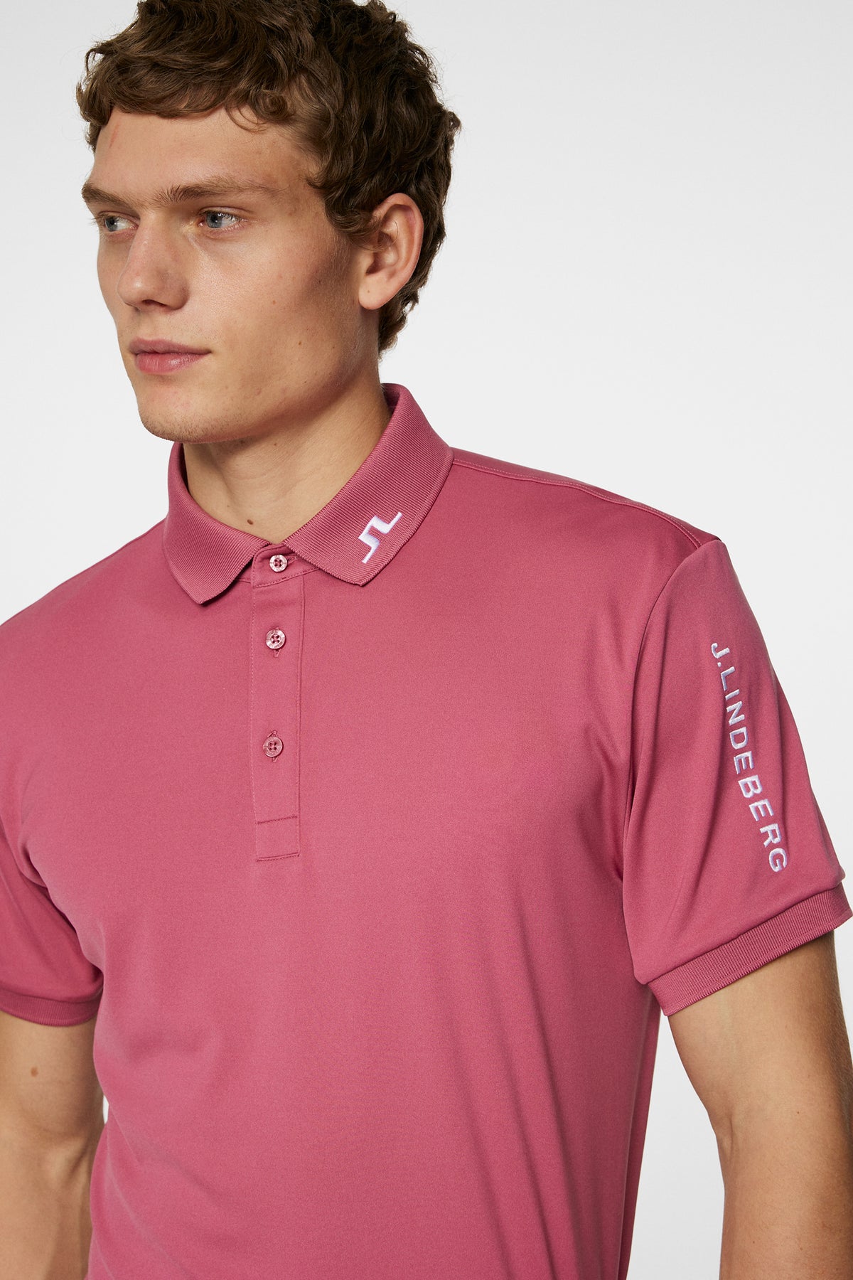 Tour Tech Polo in Rose Wine by J.Lindeberg