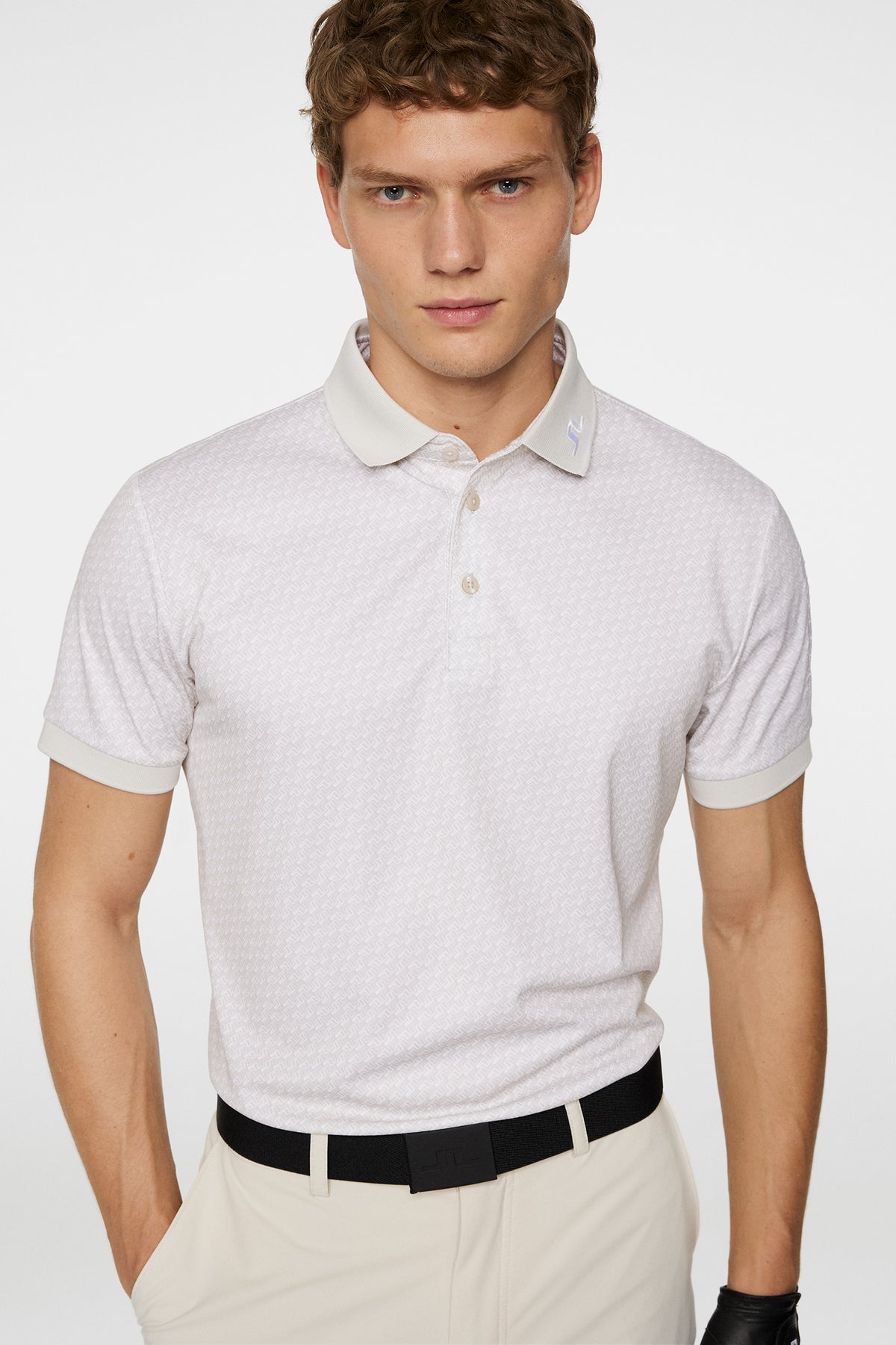 Tour Tech Print Polo in Shadow Bridge Moonbeam S by J.Lindeberg