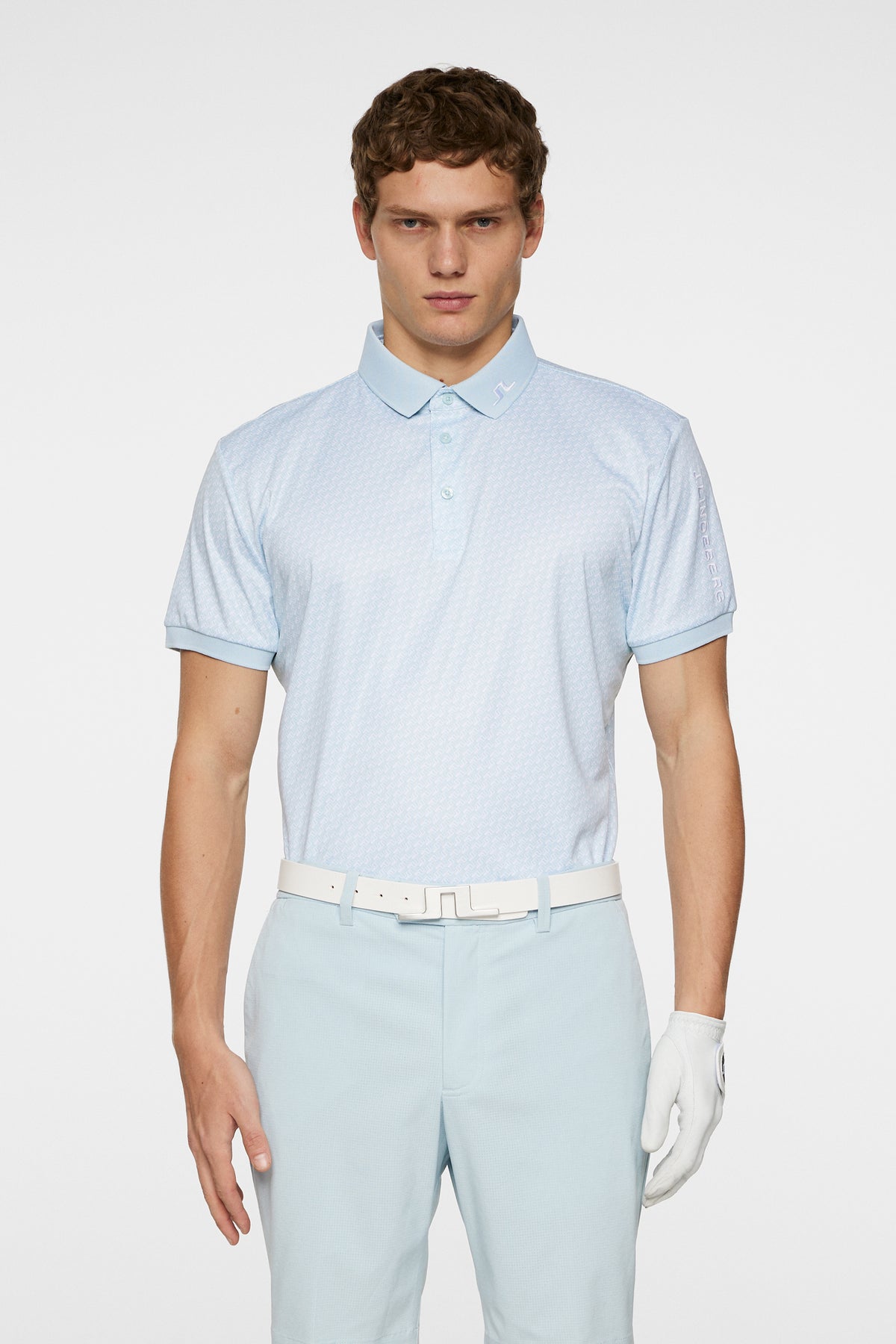 Tour Tech Print Polo in Shadow Bridge Winter Sky S by J.Lindeberg