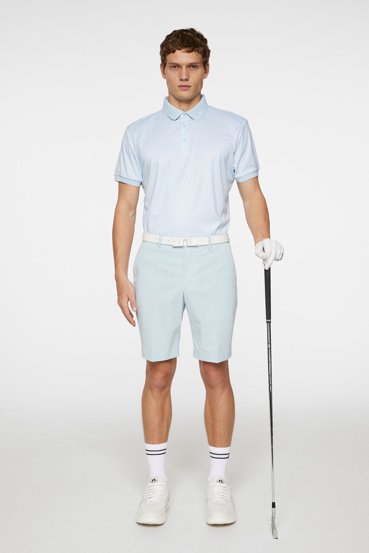 Tour Tech Print Polo in Shadow Bridge Winter Sky S by J.Lindeberg