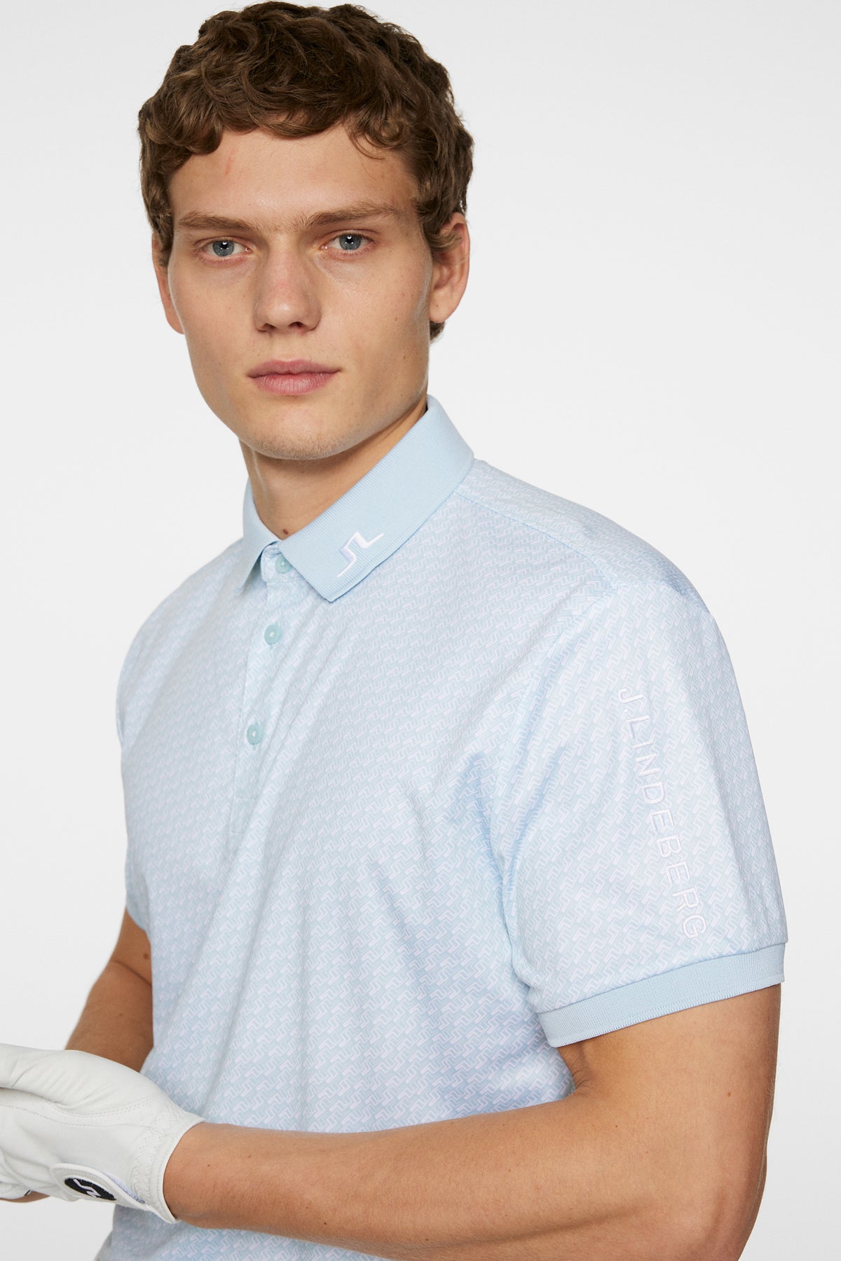 Tour Tech Print Polo in Shadow Bridge Winter Sky S by J.Lindeberg