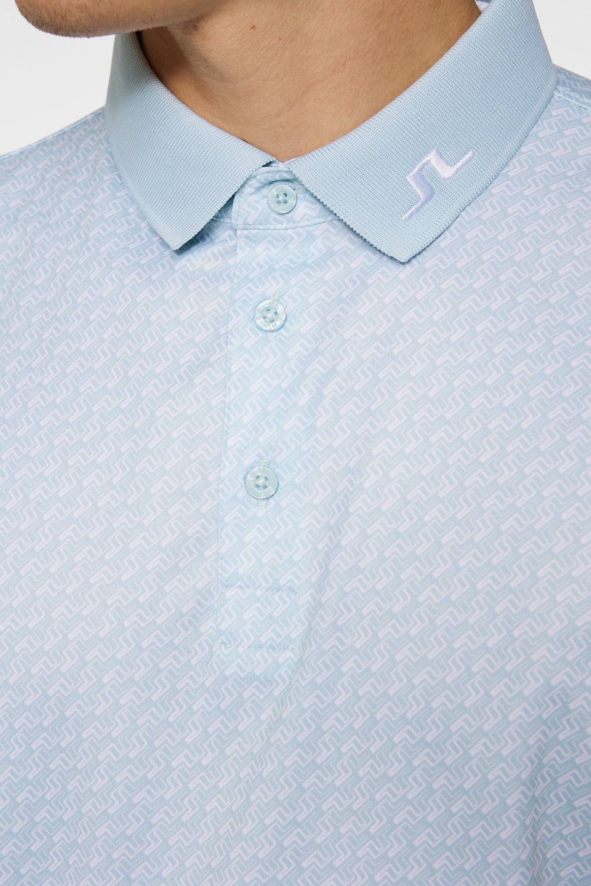 Tour Tech Print Polo in Shadow Bridge Winter Sky S by J.Lindeberg