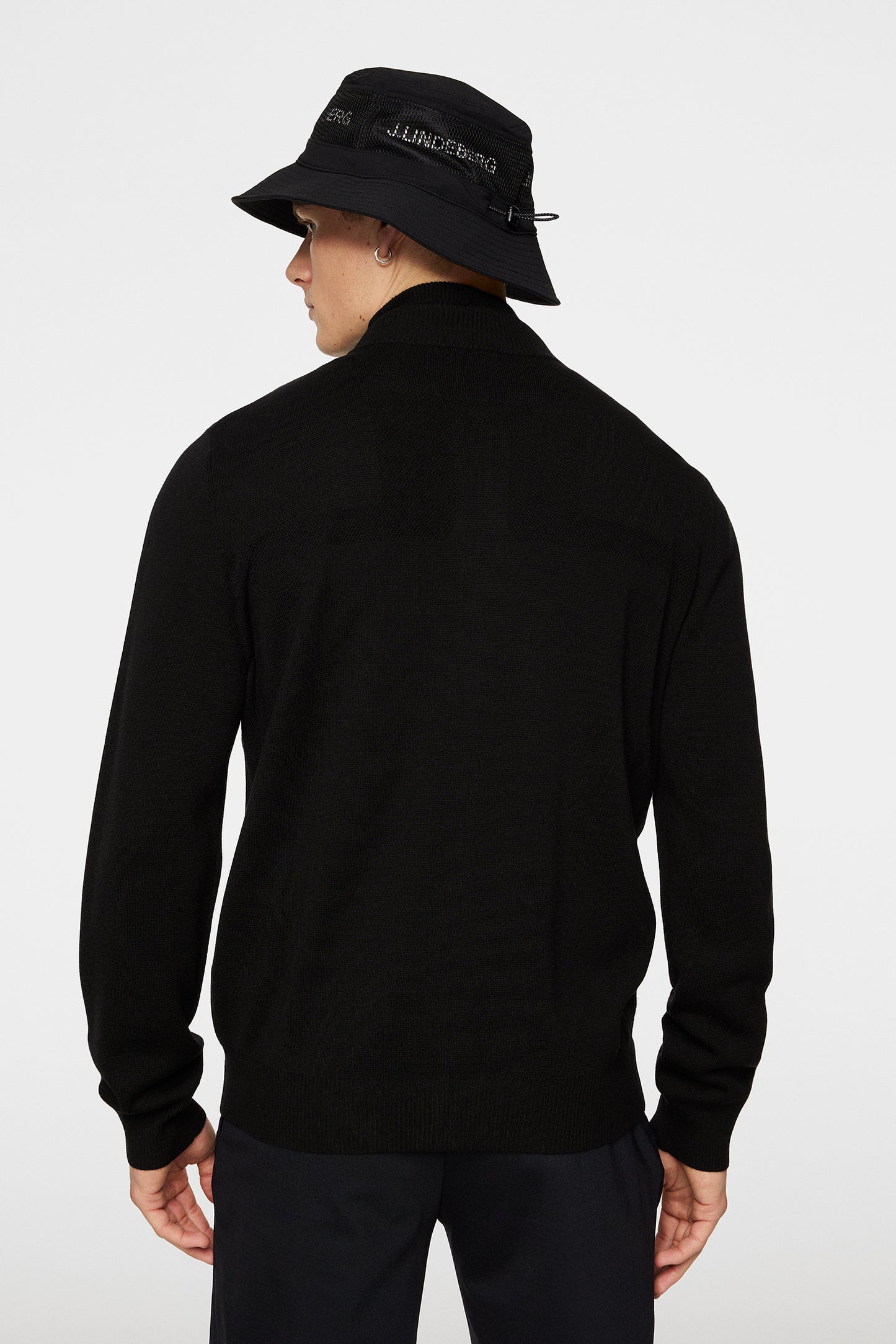 Bridge Knitted  Hybrid Sweater in Black by J.Lindeberg