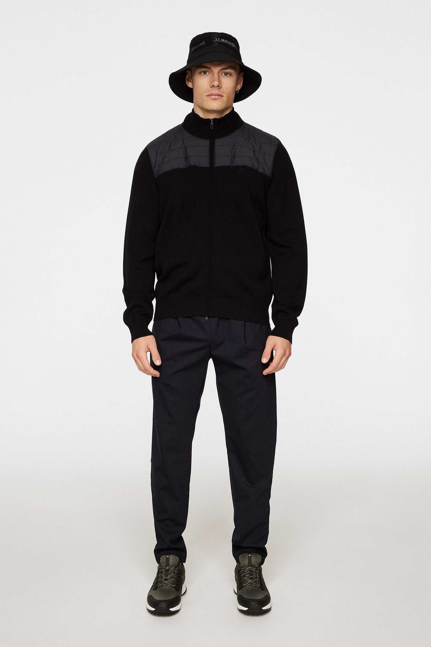 Bridge Knitted  Hybrid Sweater in Black by J.Lindeberg
