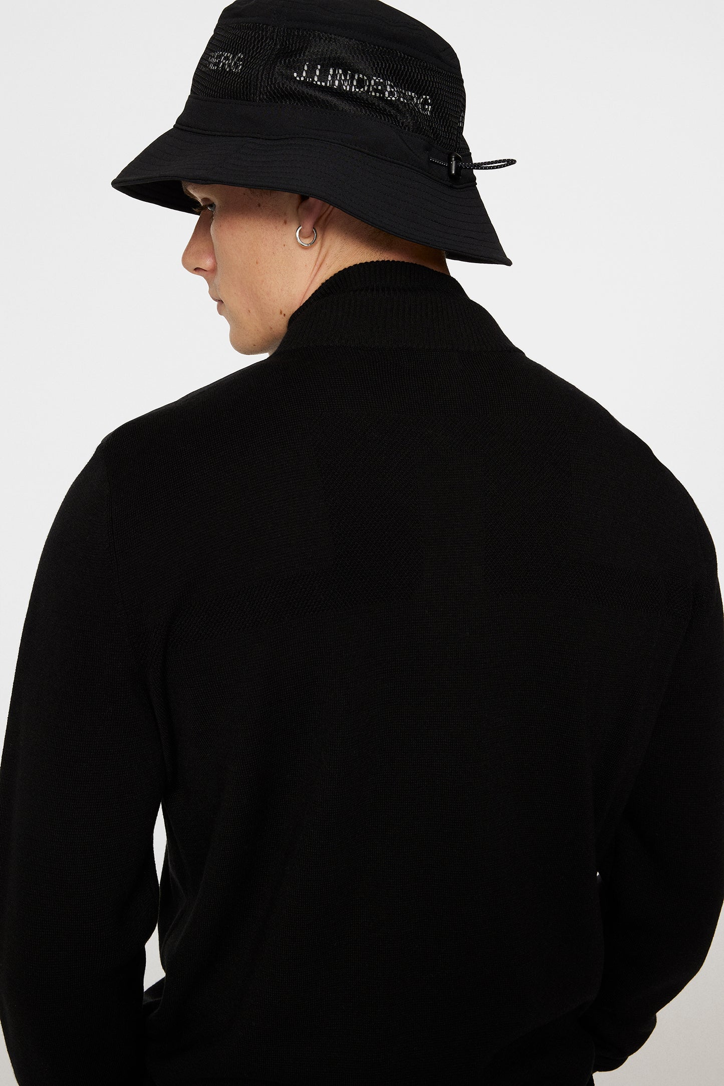Bridge Knitted  Hybrid Sweater in Black by J.Lindeberg