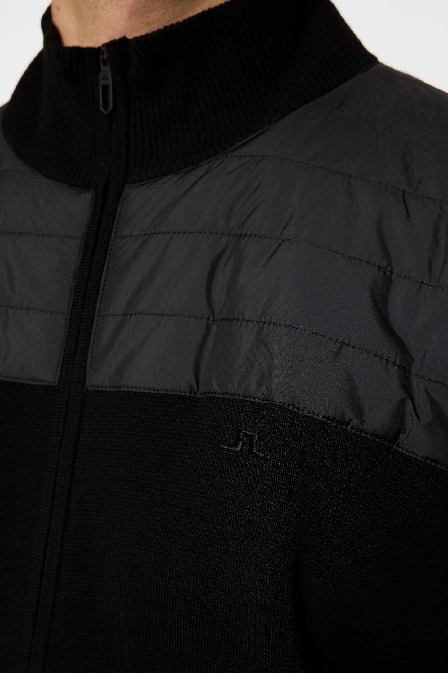 Bridge Knitted  Hybrid Sweater in Black by J.Lindeberg