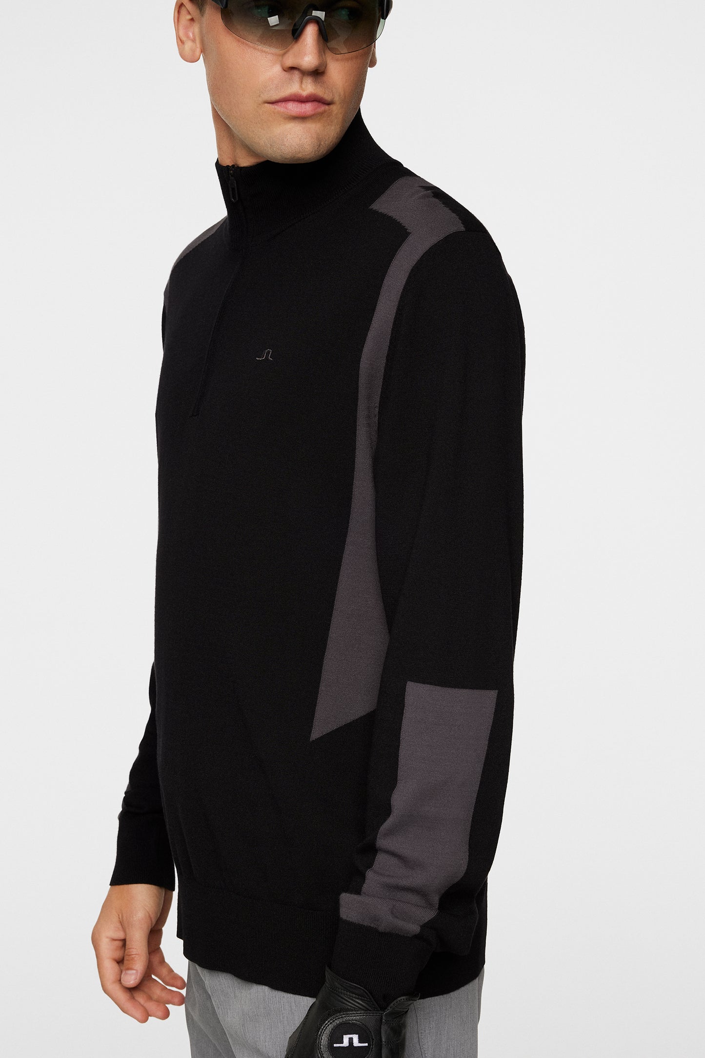 Kendrick Knitted Zip Sweater in Black by J.Lindeberg