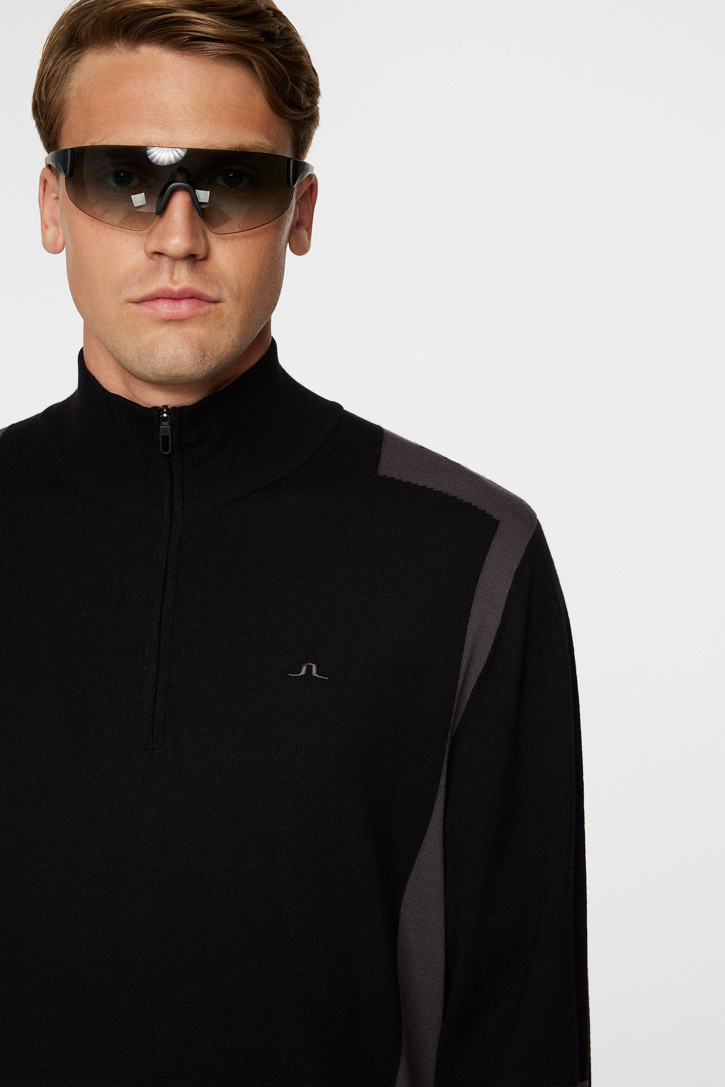 Kendrick Knitted Zip Sweater in Black by J.Lindeberg