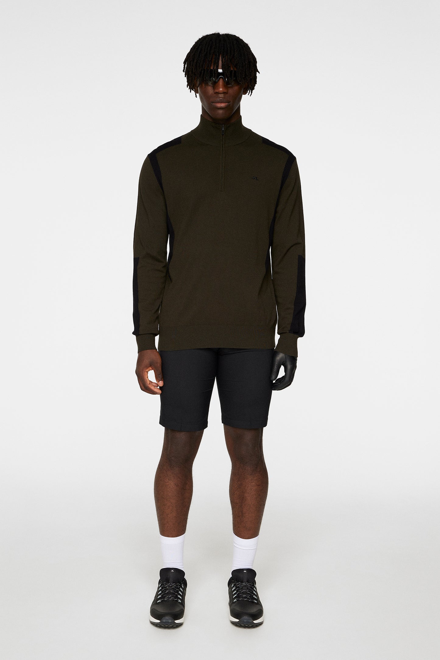 Kendrick Knitted Zip Sweater in Forest Green by J.Lindeberg