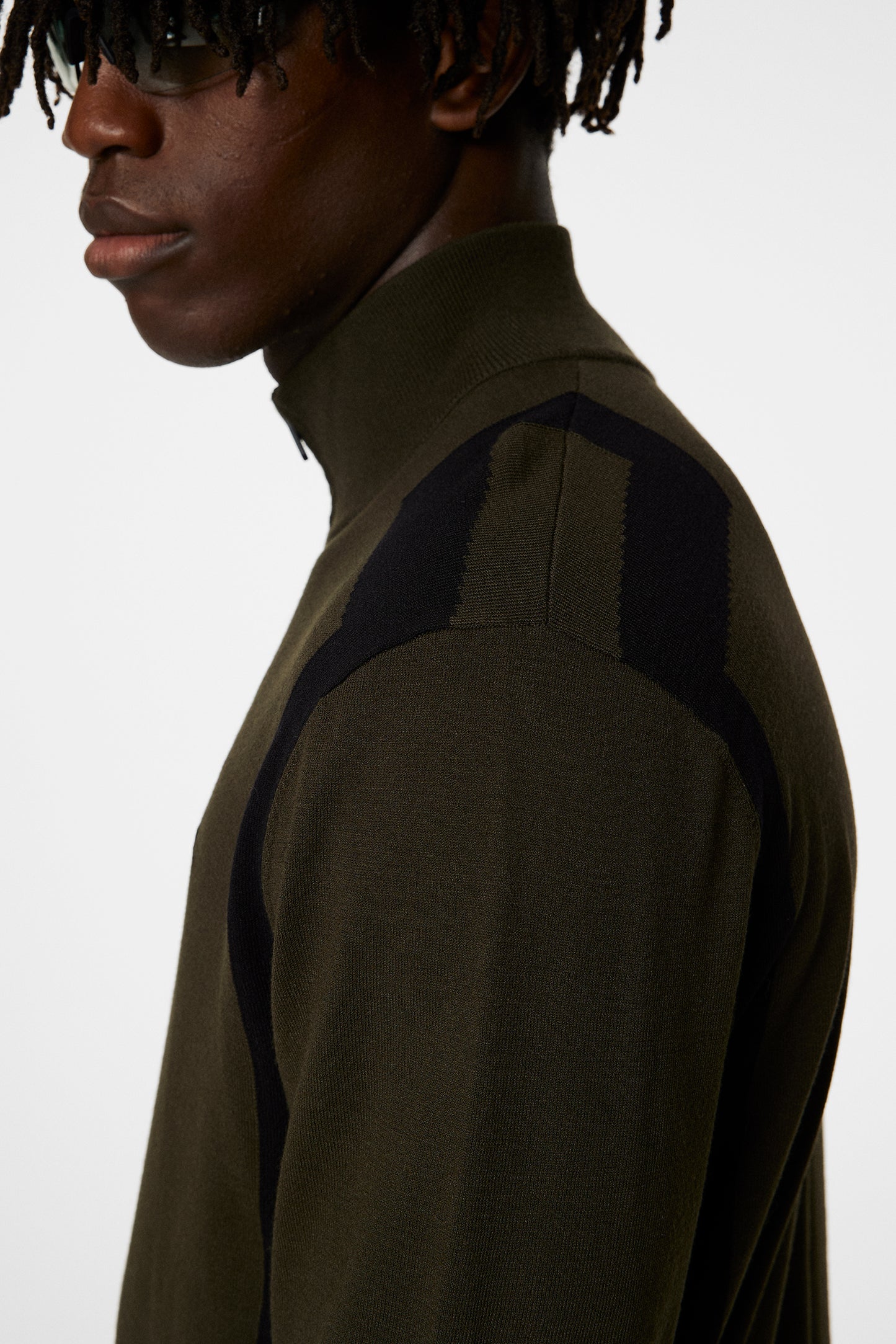 Kendrick Knitted Zip Sweater in Forest Green by J.Lindeberg