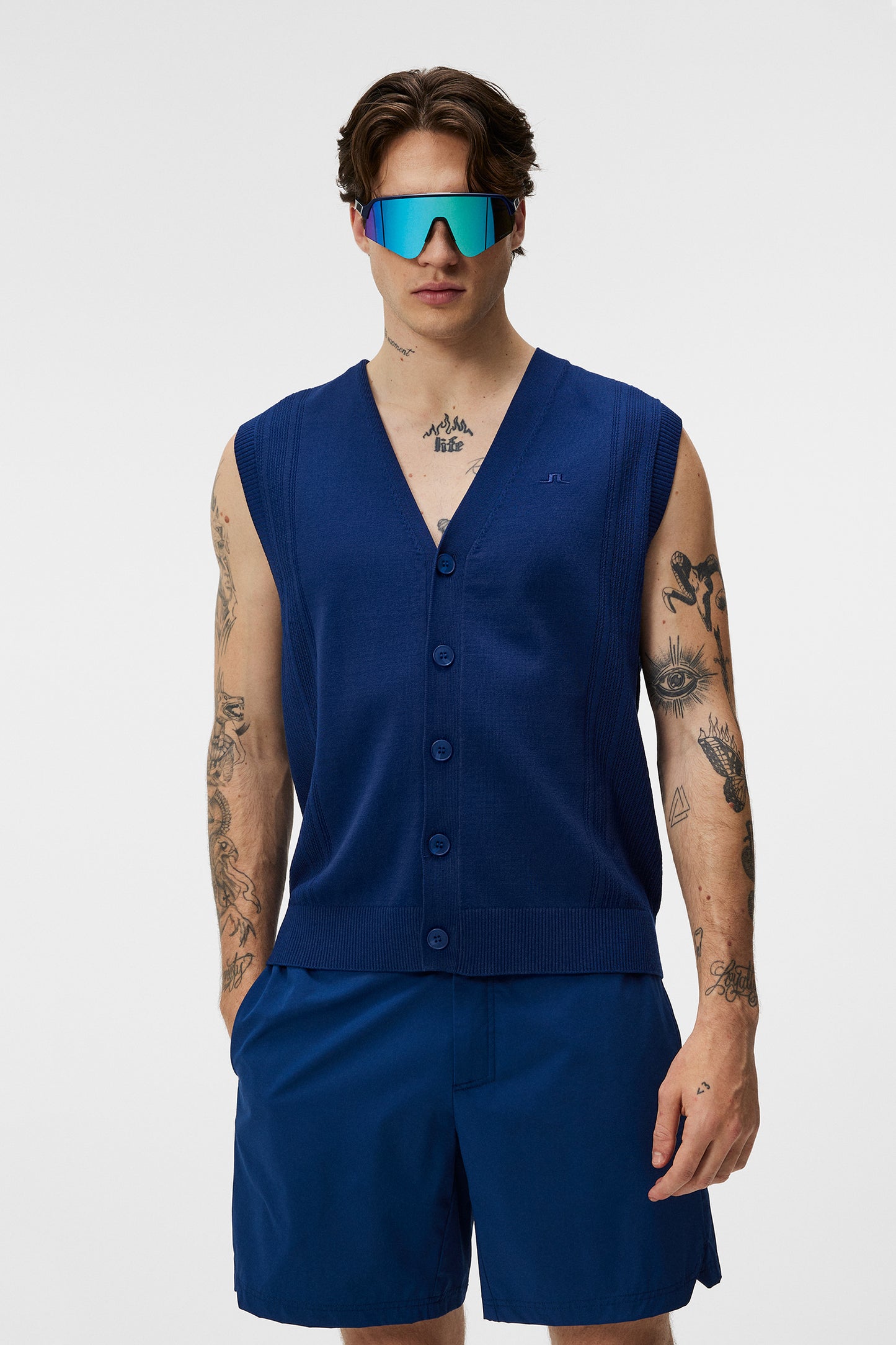 Markus Knitted Vest in Estate Blue by J.Lindeberg