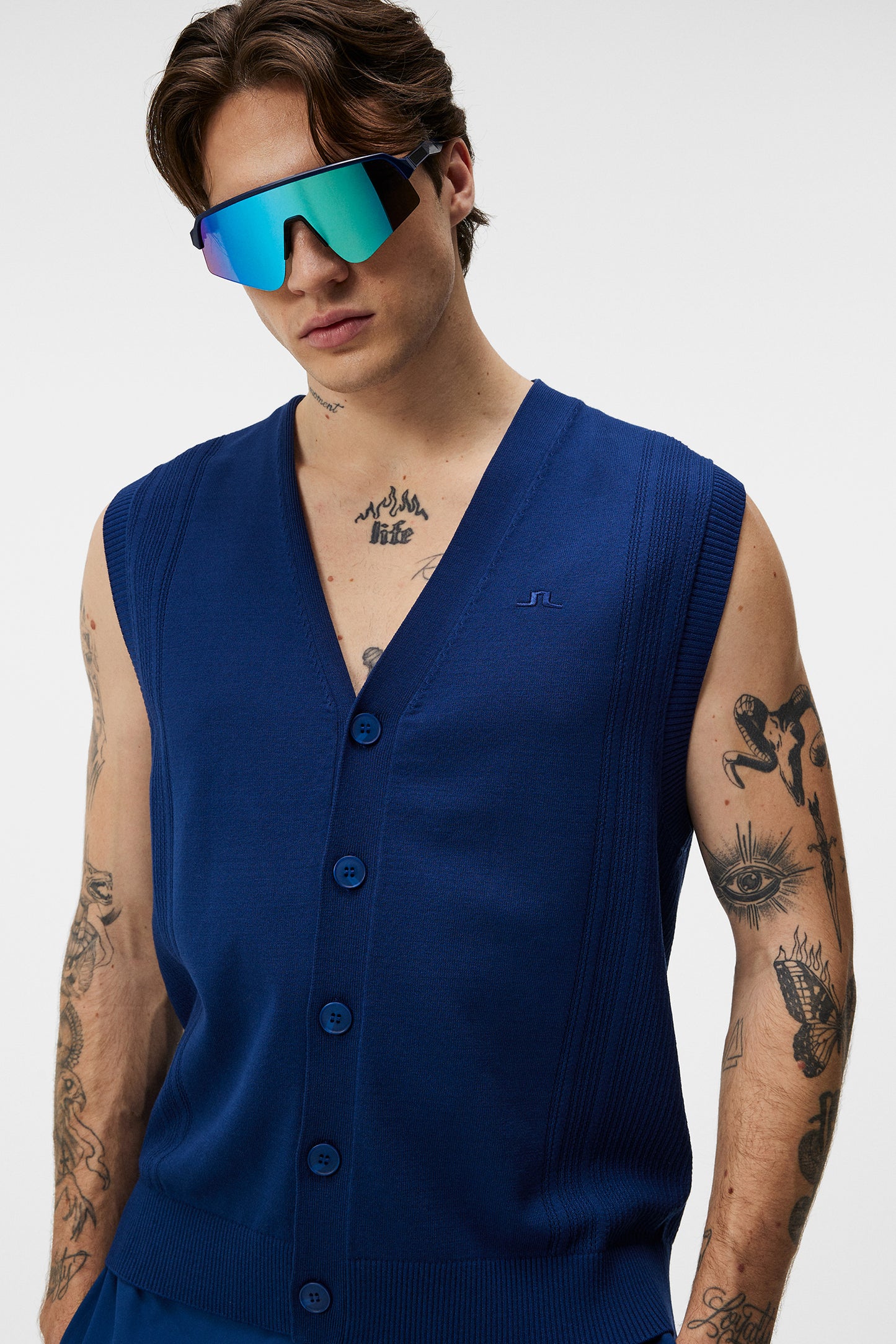 Markus Knitted Vest in Estate Blue by J.Lindeberg