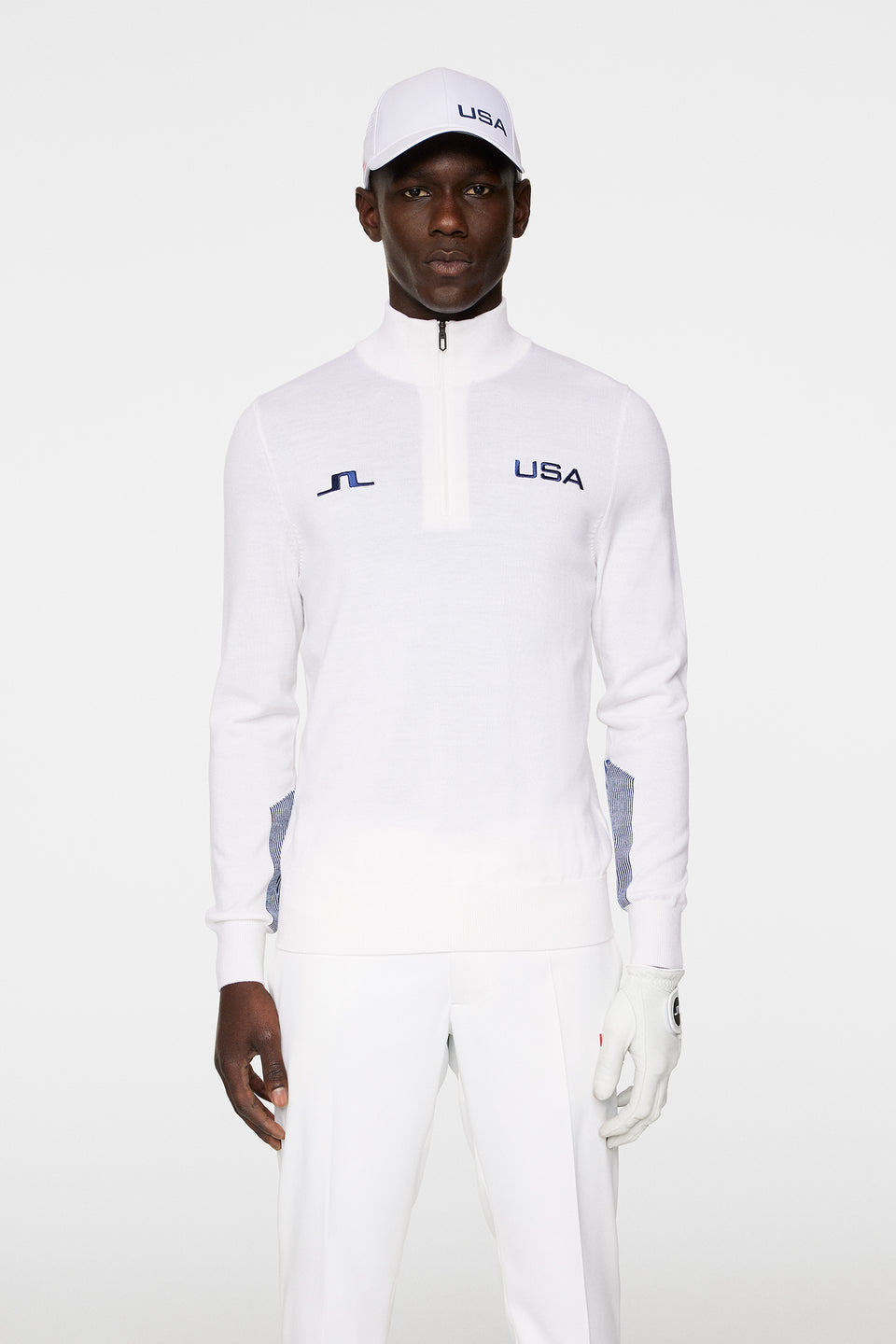 Nathaniel Half Zip Sweater / White