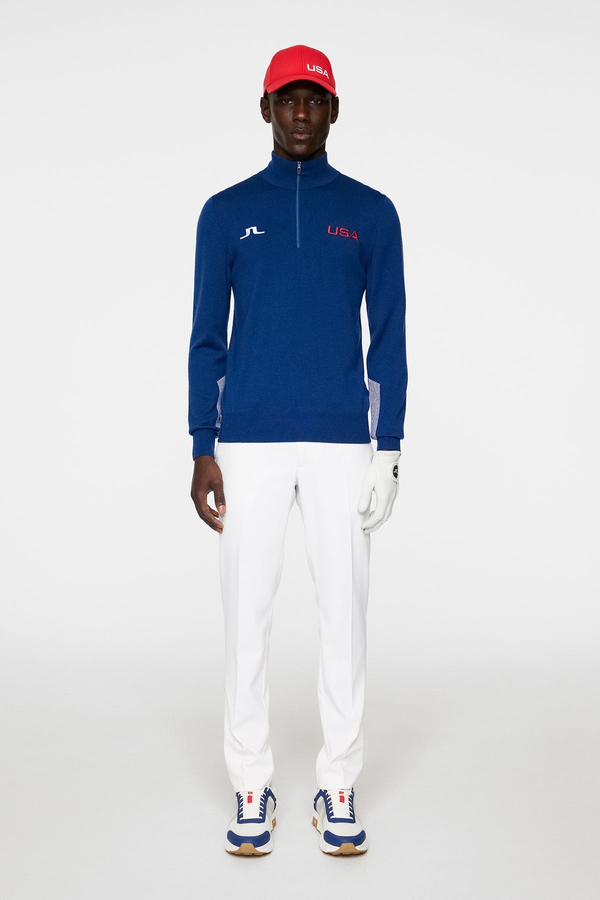 Nathaniel Half Zip Sweater in Estate Blue by J.Lindeberg