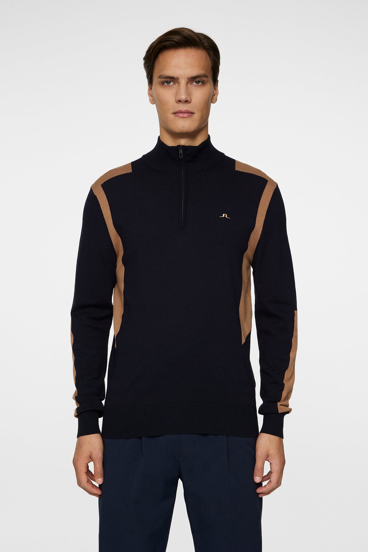 Kendrick Knitted Zip Sweater in Tigers Eye by J.Lindeberg