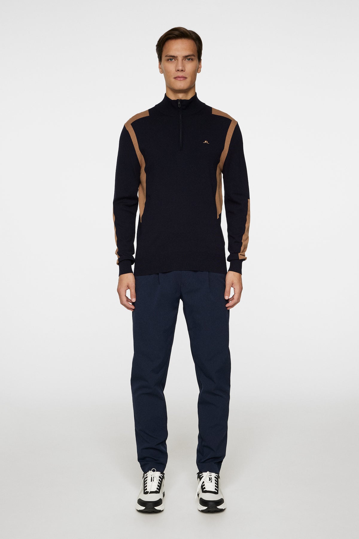 Kendrick Knitted Zip Sweater in Tigers Eye by J.Lindeberg