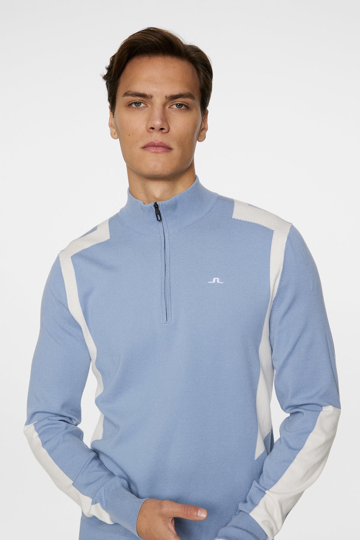 Kendrick Knitted Zip Sweater in Rain Washed by J.Lindeberg