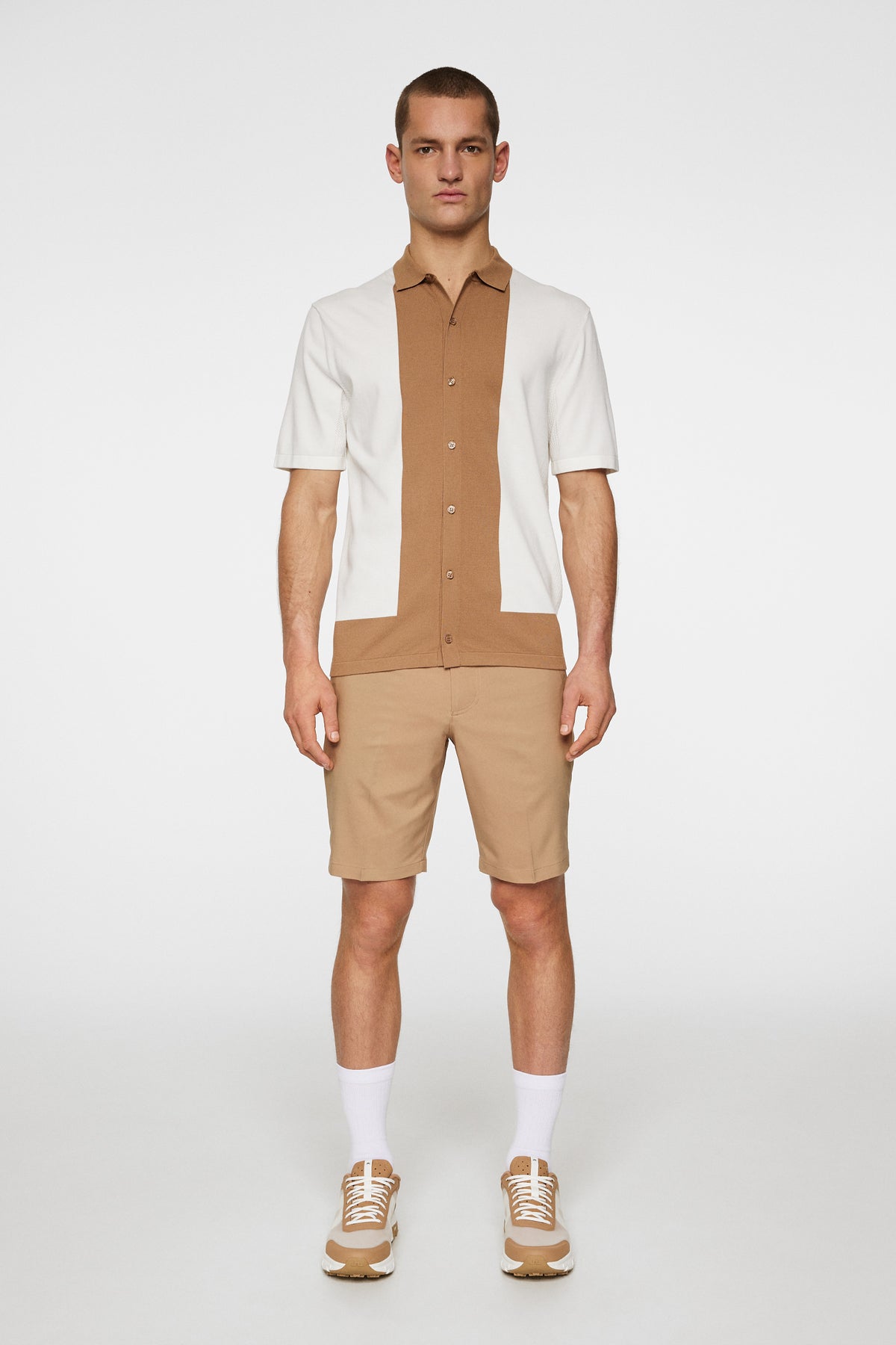 Rue Knitted Polo Shirt in White by J.Lindeberg
