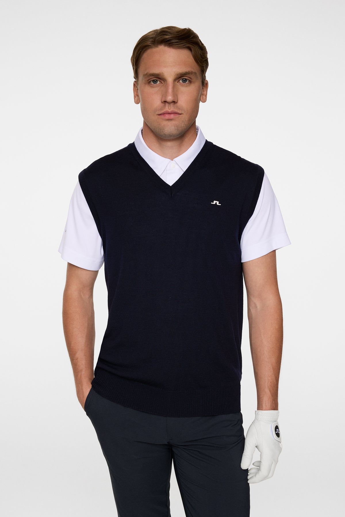 Liam Knitted Vest in JL Navy by J.Lindeberg