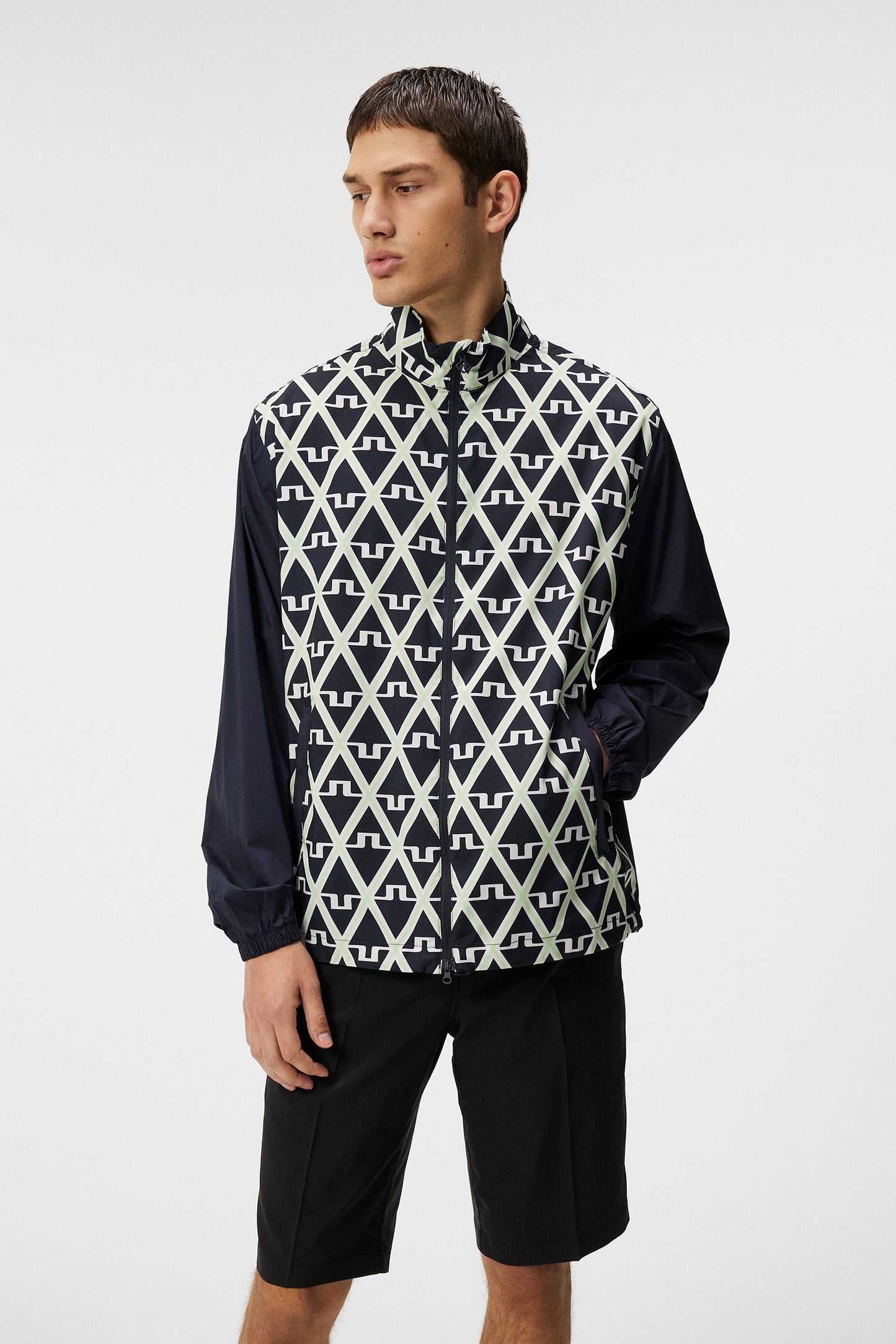 Lear printed Wind jacket in Geo JL Navy by J.Lindeberg