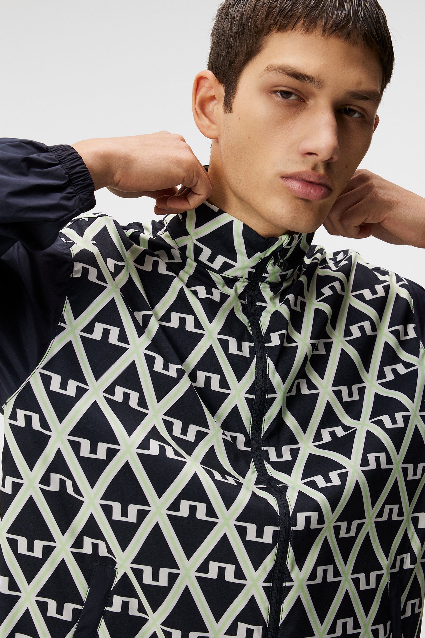 Lear printed Wind jacket in Geo JL Navy by J.Lindeberg