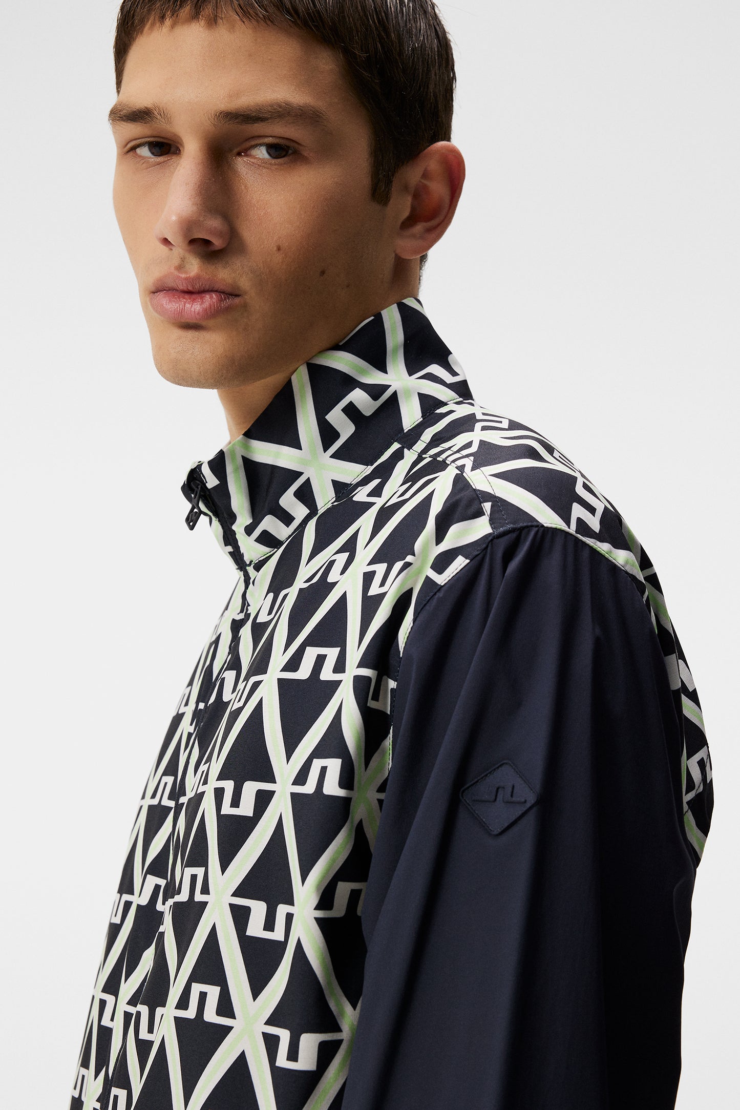Lear printed Wind jacket in Geo JL Navy by J.Lindeberg