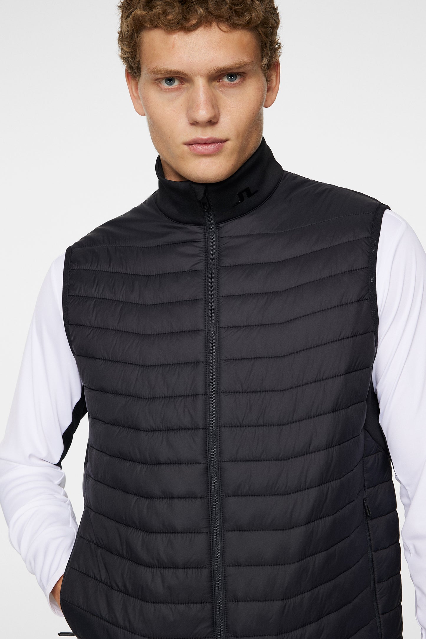 Holden Quilt Hybrid Vest in Black by J.Lindeberg