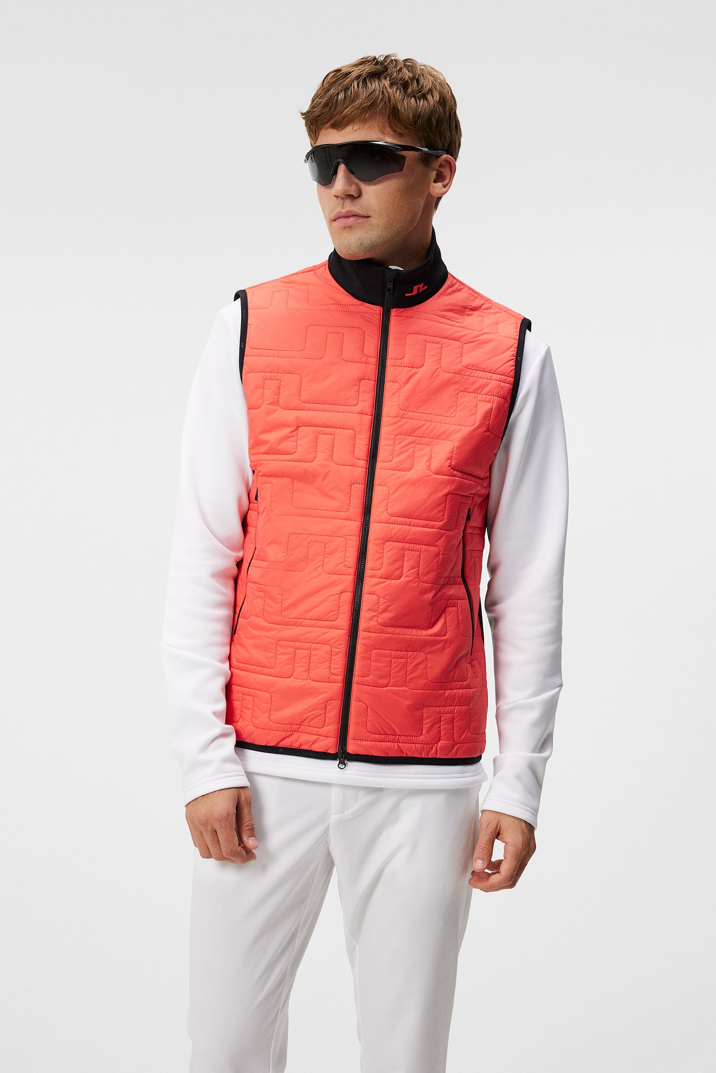 Stefano Hybrid Vest in Hot Coral by J.Lindeberg