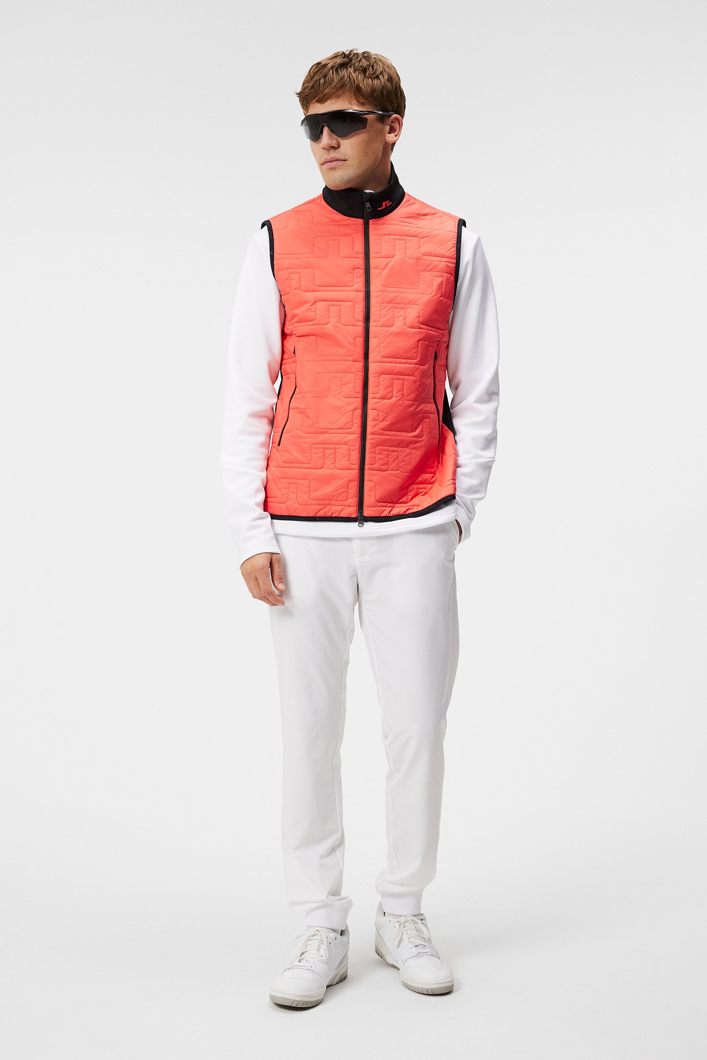 Stefano Hybrid Vest in Hot Coral by J.Lindeberg