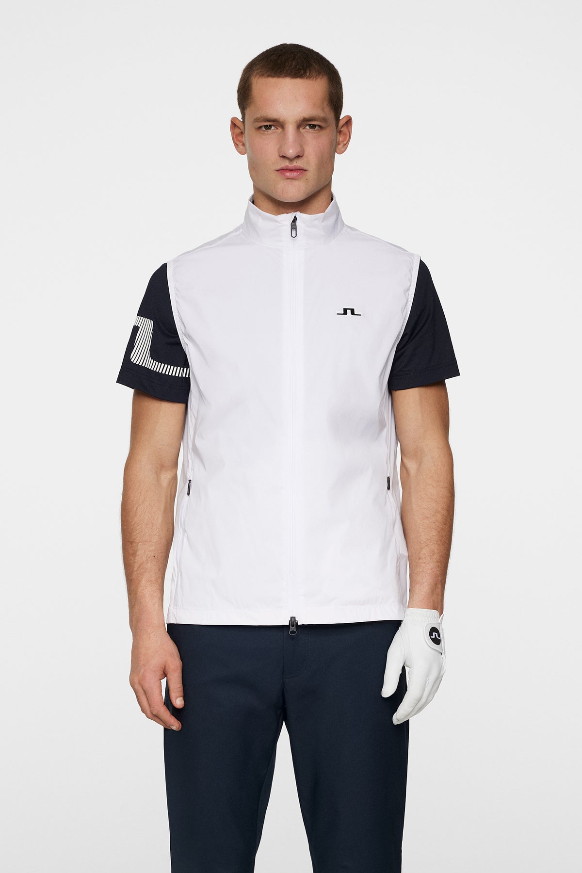 Ash Light Packable Vest in White by J.Lindeberg