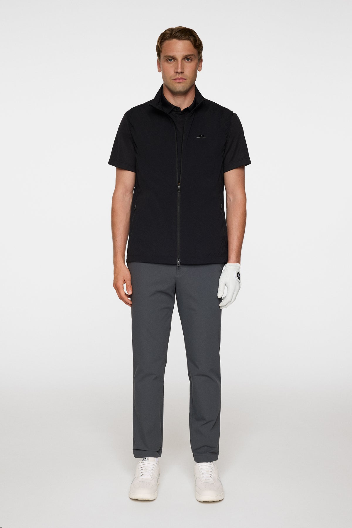 Ash Light Packable Vest in Black by J.Lindeberg