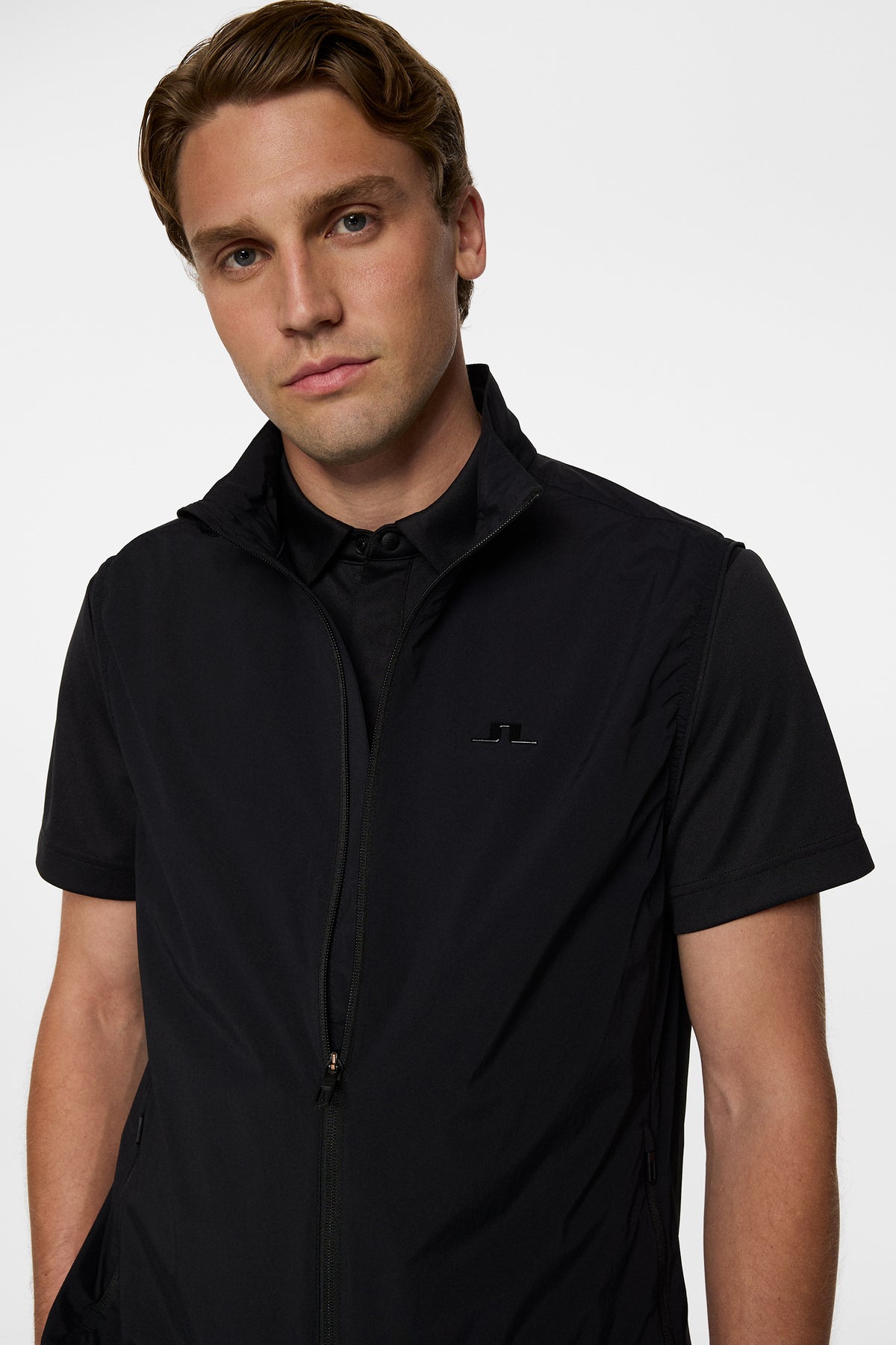 Ash Light Packable Vest in Black by J.Lindeberg