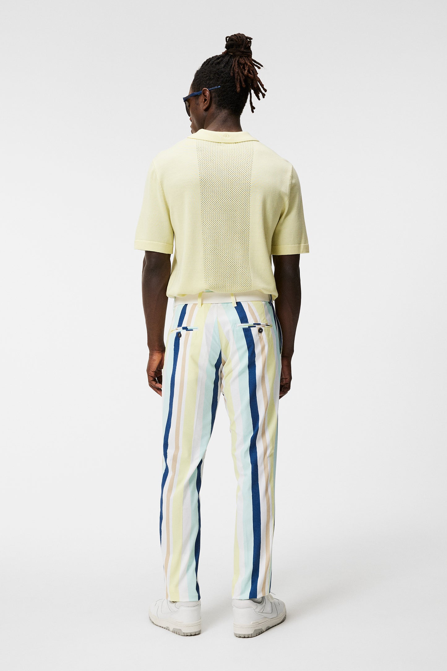 Tim Print Pant in Painted Stripe Wax Yellow by J.Lindeberg