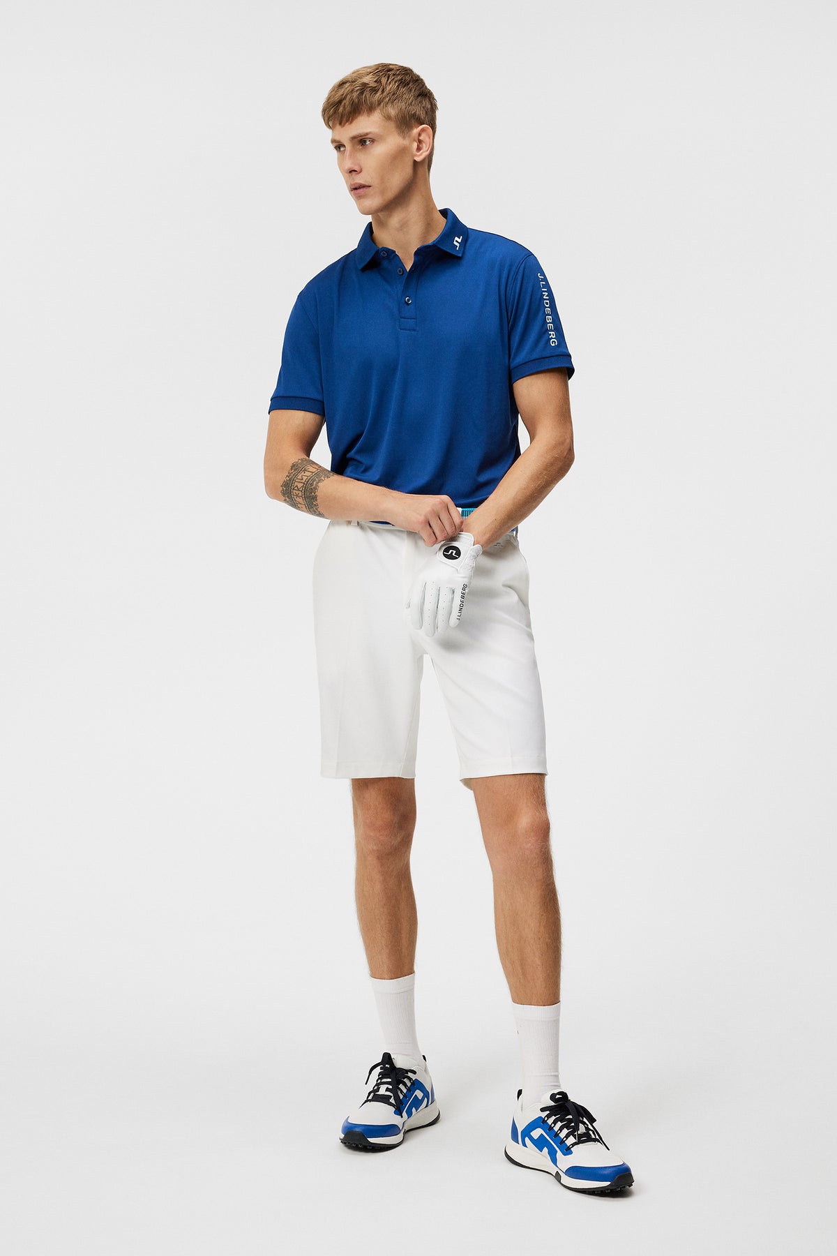 Stuart Stripe Shorts in White by J.Lindeberg