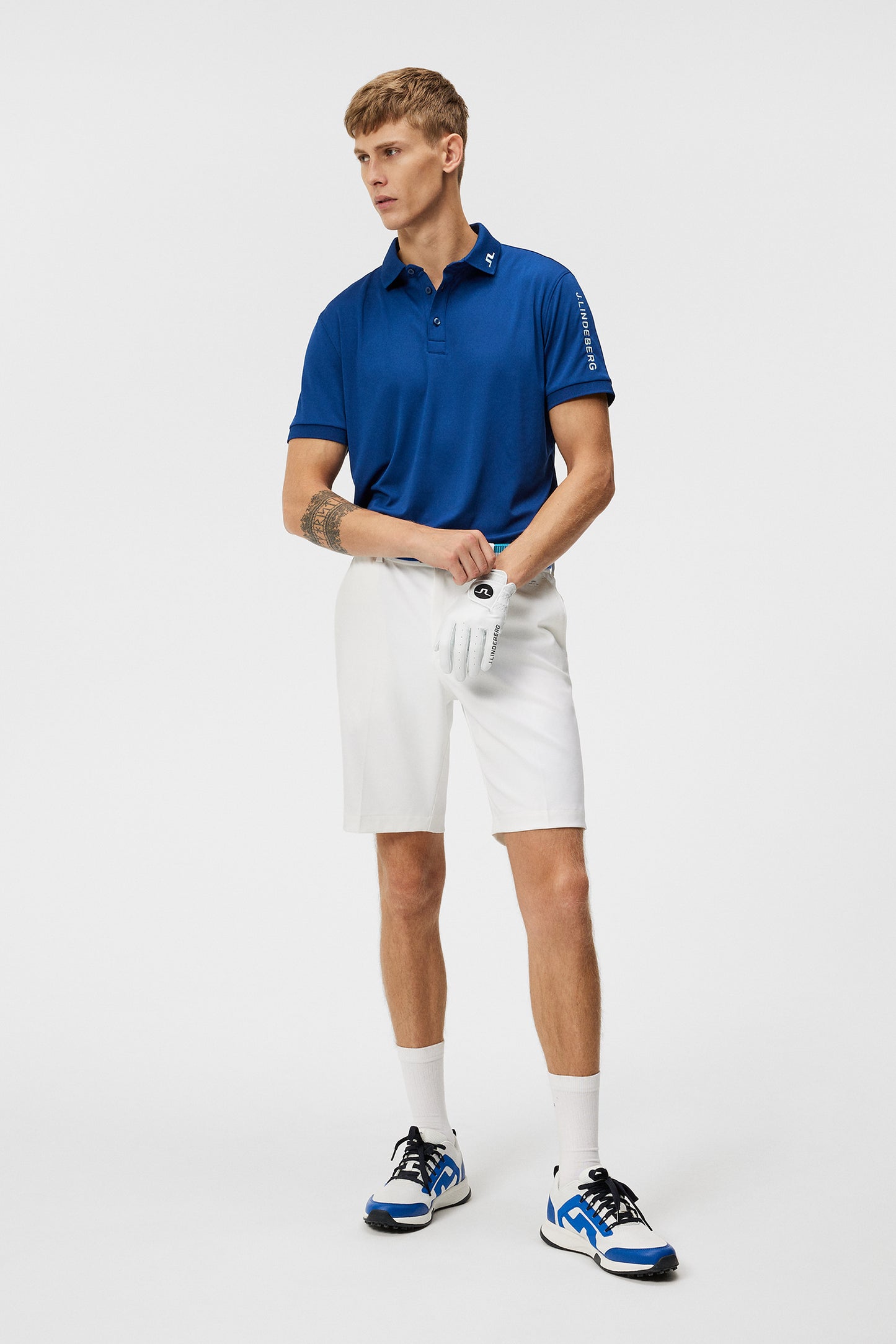 Stuart Stripe Shorts in White by J.Lindeberg