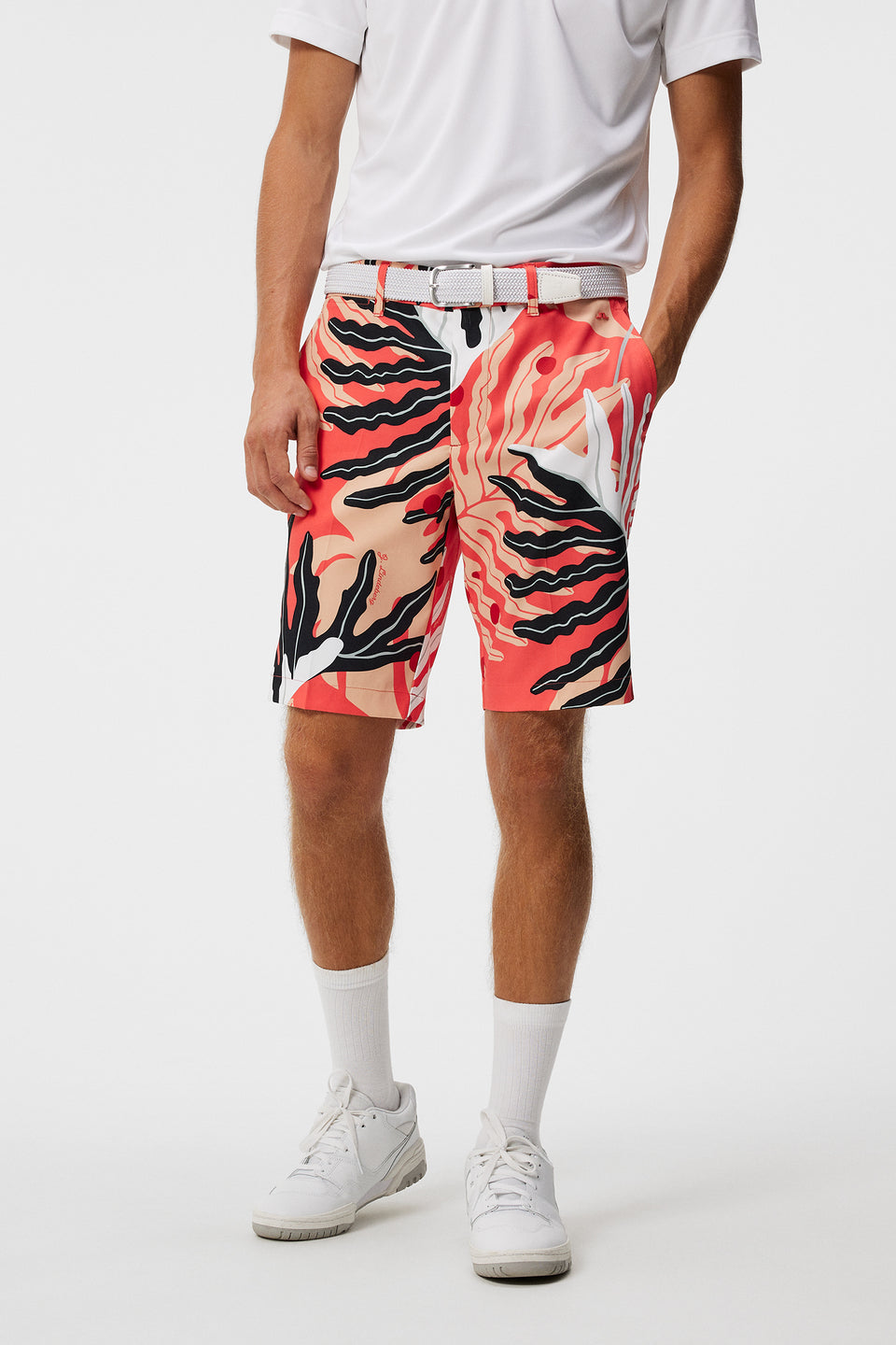 Eloy Print Shorts / Paradise Monstera Coral