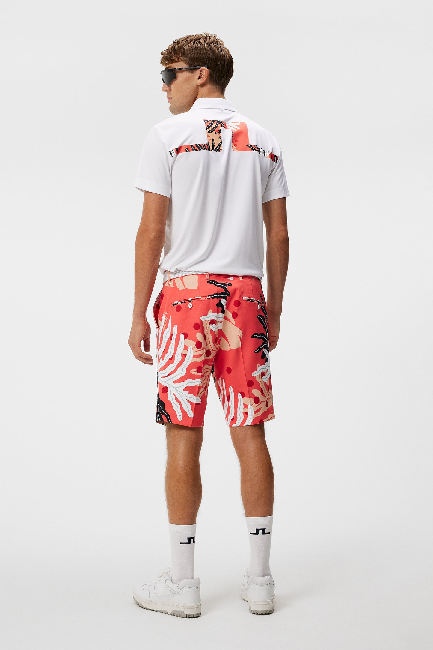 Eloy Print Shorts in Paradise Monstera Coral by J.Lindeberg