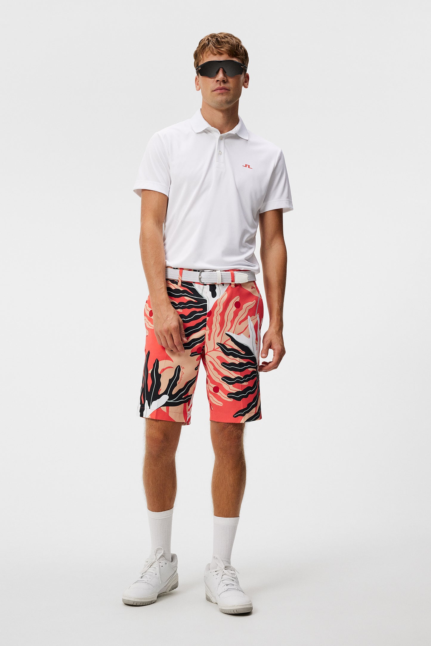 Eloy Print Shorts in Paradise Monstera Coral by J.Lindeberg