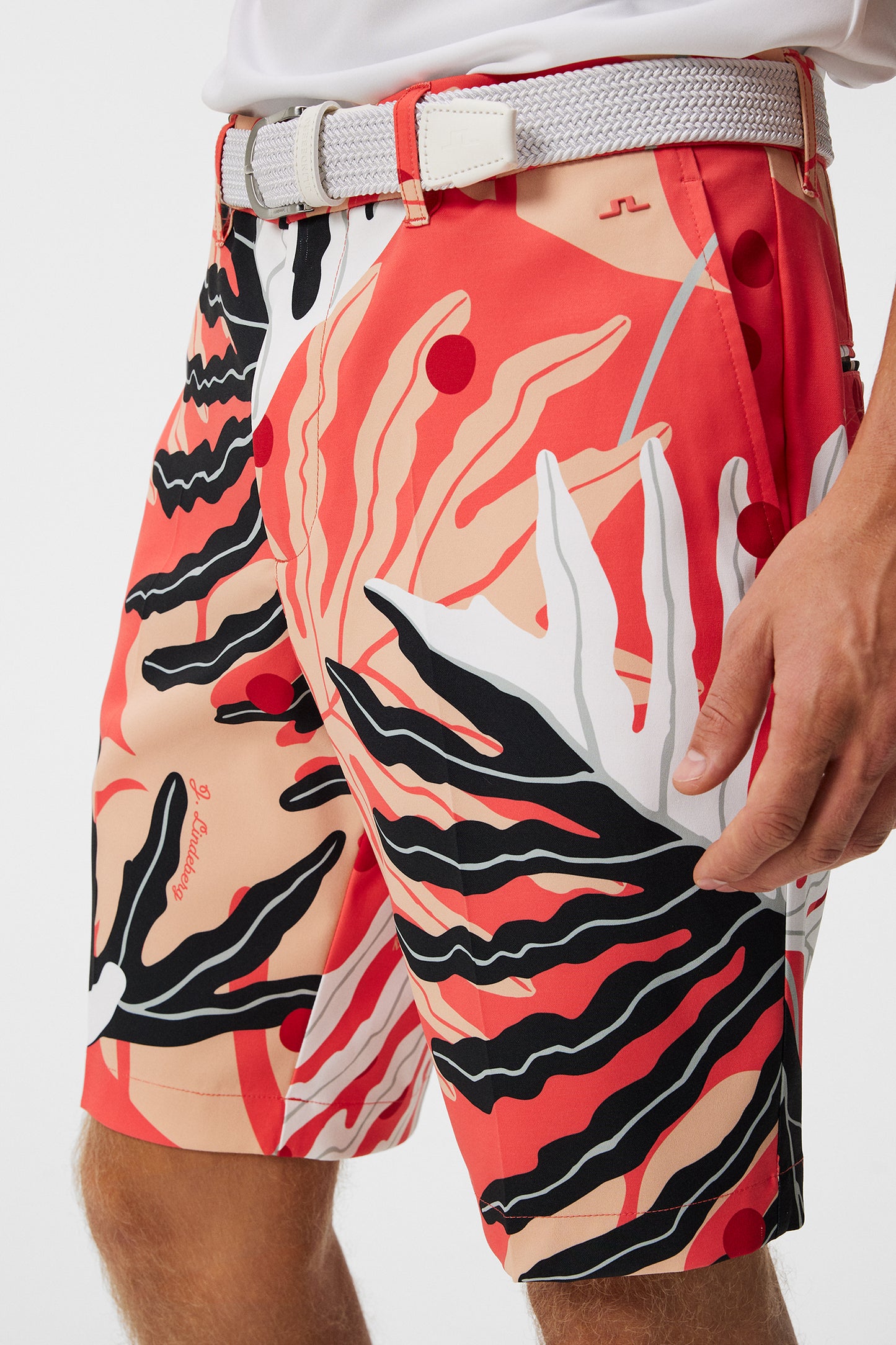 Eloy Print Shorts in Paradise Monstera Coral by J.Lindeberg
