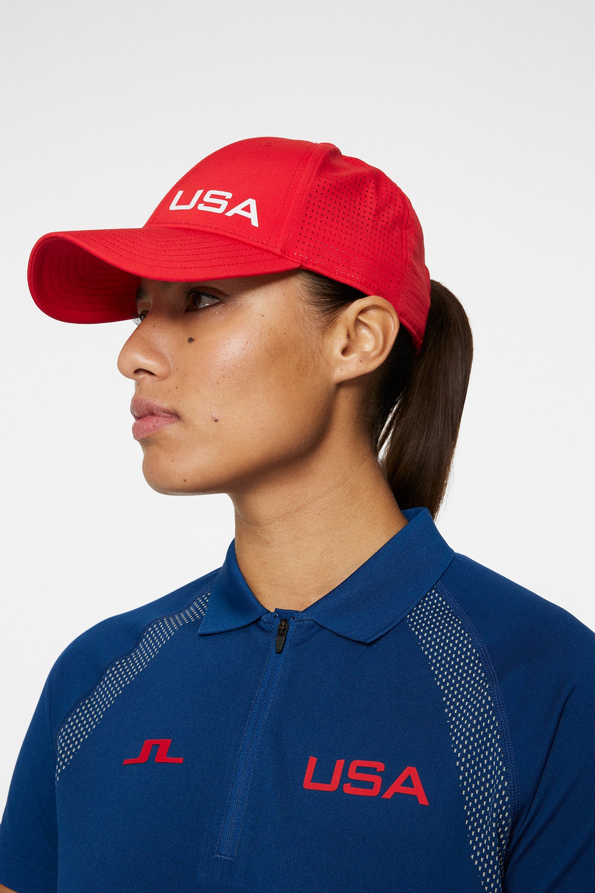 Verity Cap in Flame Scarlet by J.Lindeberg