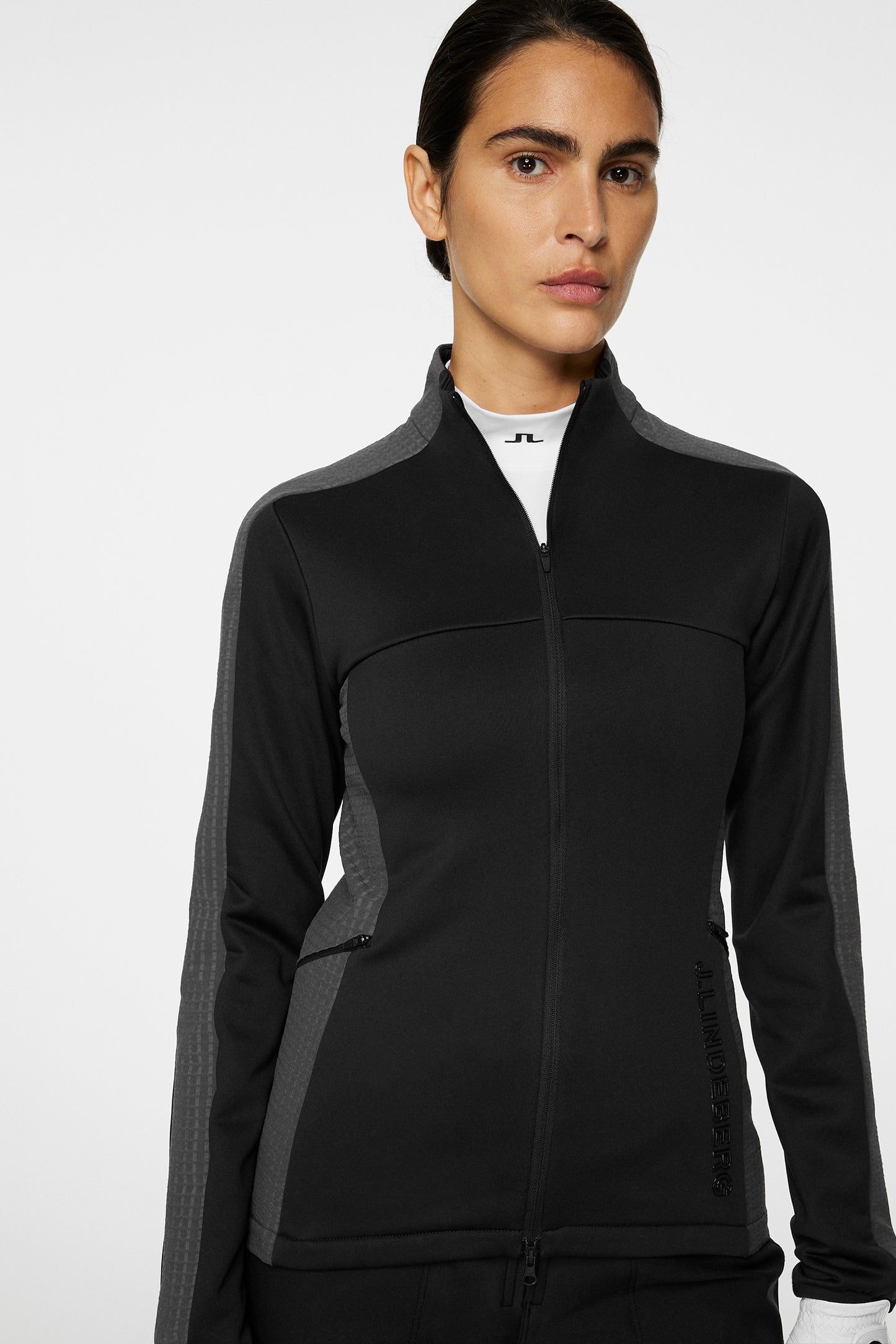 Nina Hybrid Mid Layer in Black by J.Lindeberg