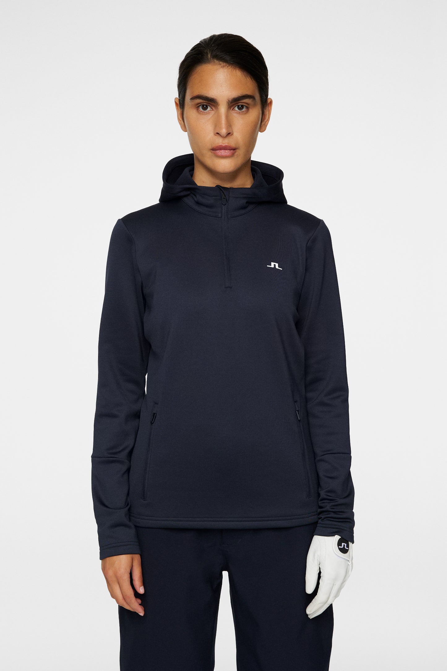 W Aerial Quarter Zip Hood in JL Navy by J.Lindeberg