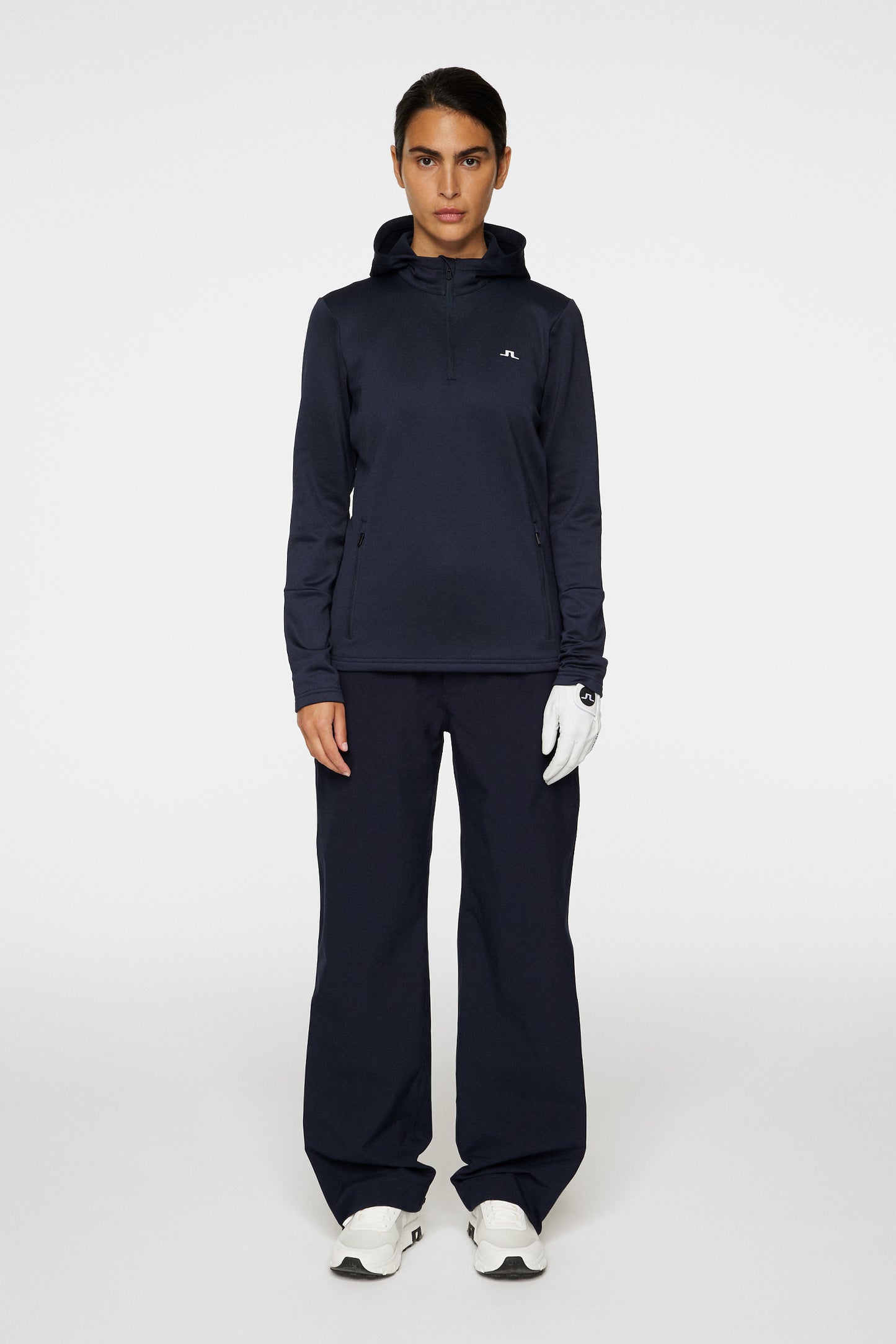 W Aerial Quarter Zip Hood in JL Navy by J.Lindeberg