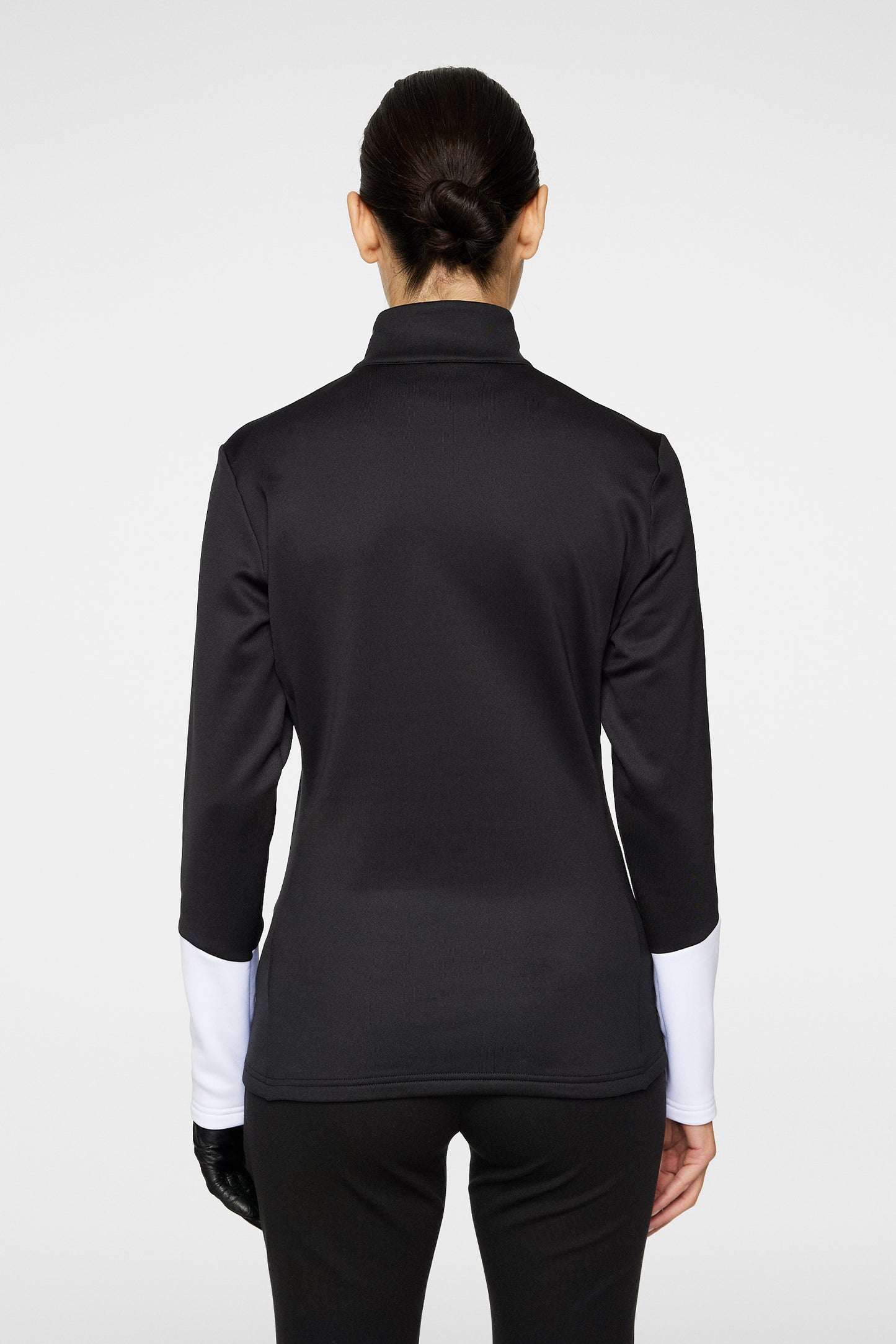 W Aerial Quarter Zip Mid Layer in Black by J.Lindeberg